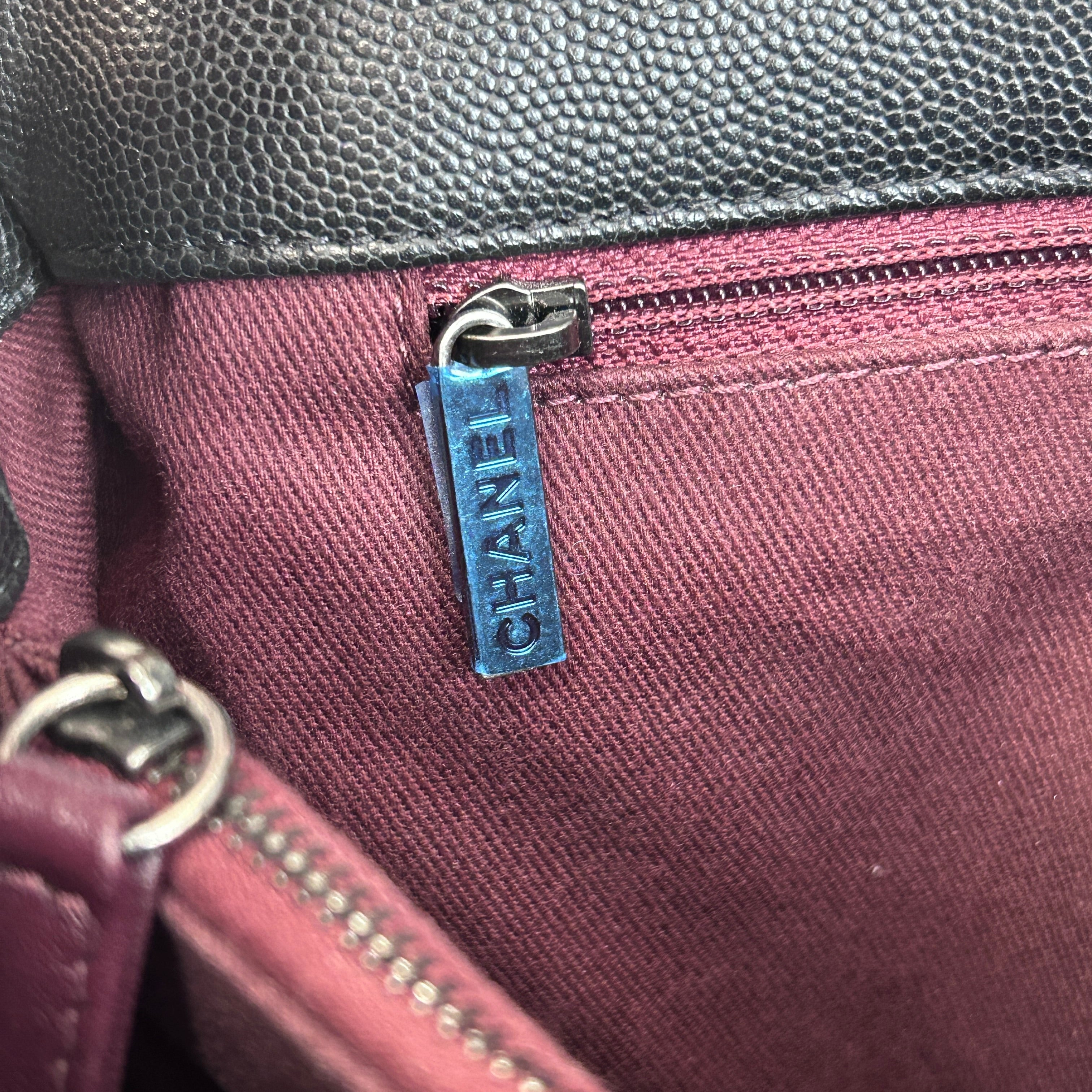 Black Caviar Quilted Coco Handle Large Bag w/RHW