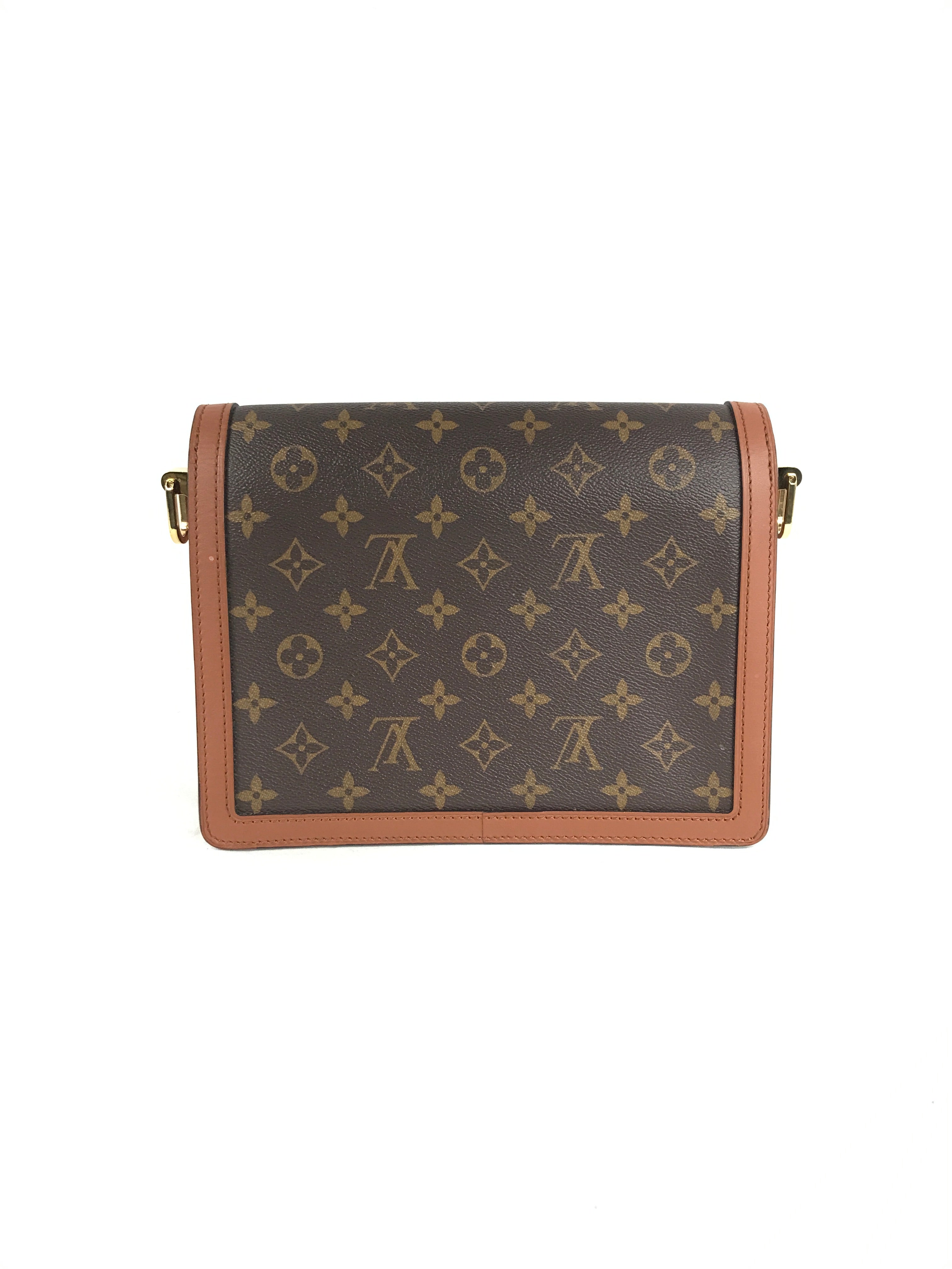 Monogram Canvas Reverse Tan Dauphine Grained Calf Leather MM Shoulder Bag w/GHW