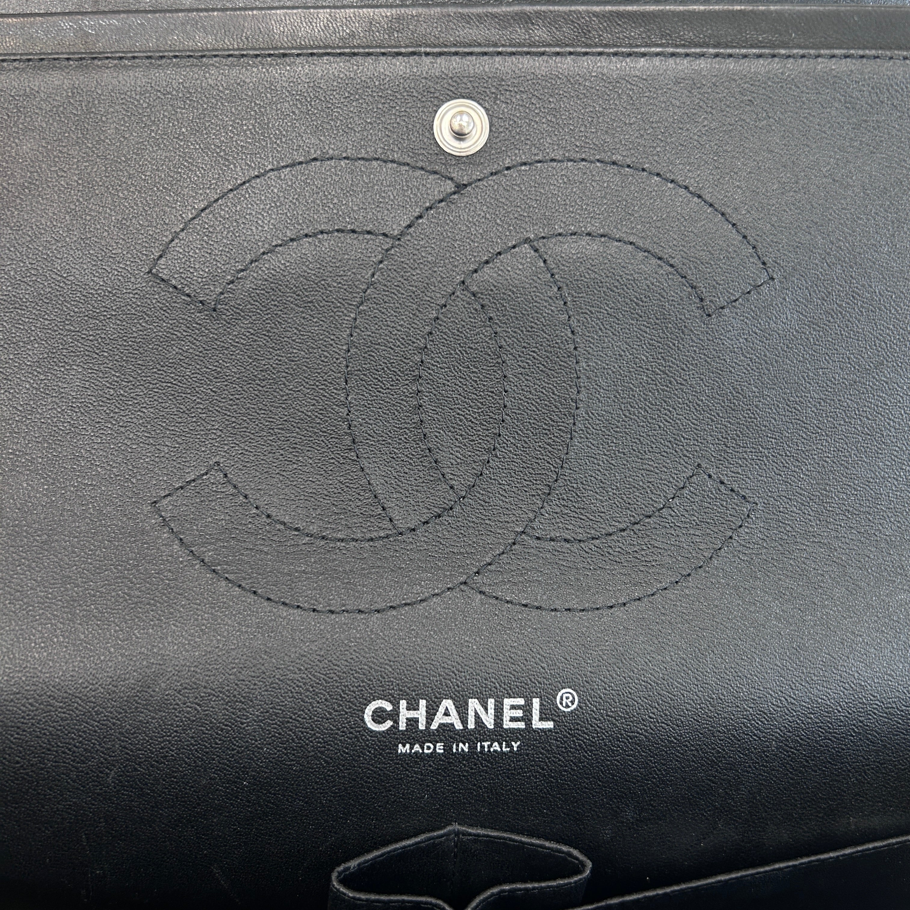 Black Patent Quilted Leather Double Flap Jumbo W/SHW