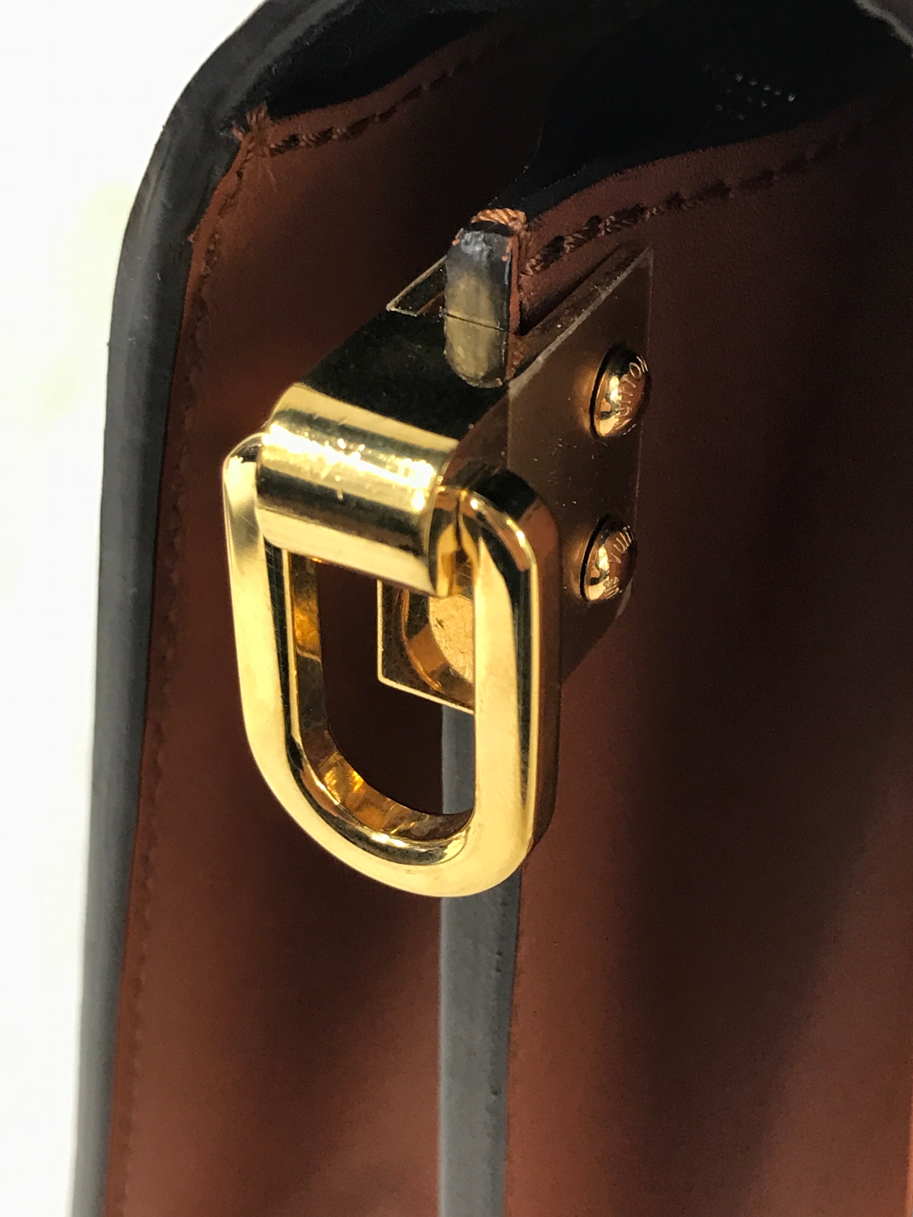 Monogram Canvas Reverse Tan Dauphine Grained Calf Leather MM Shoulder Bag w/GHW