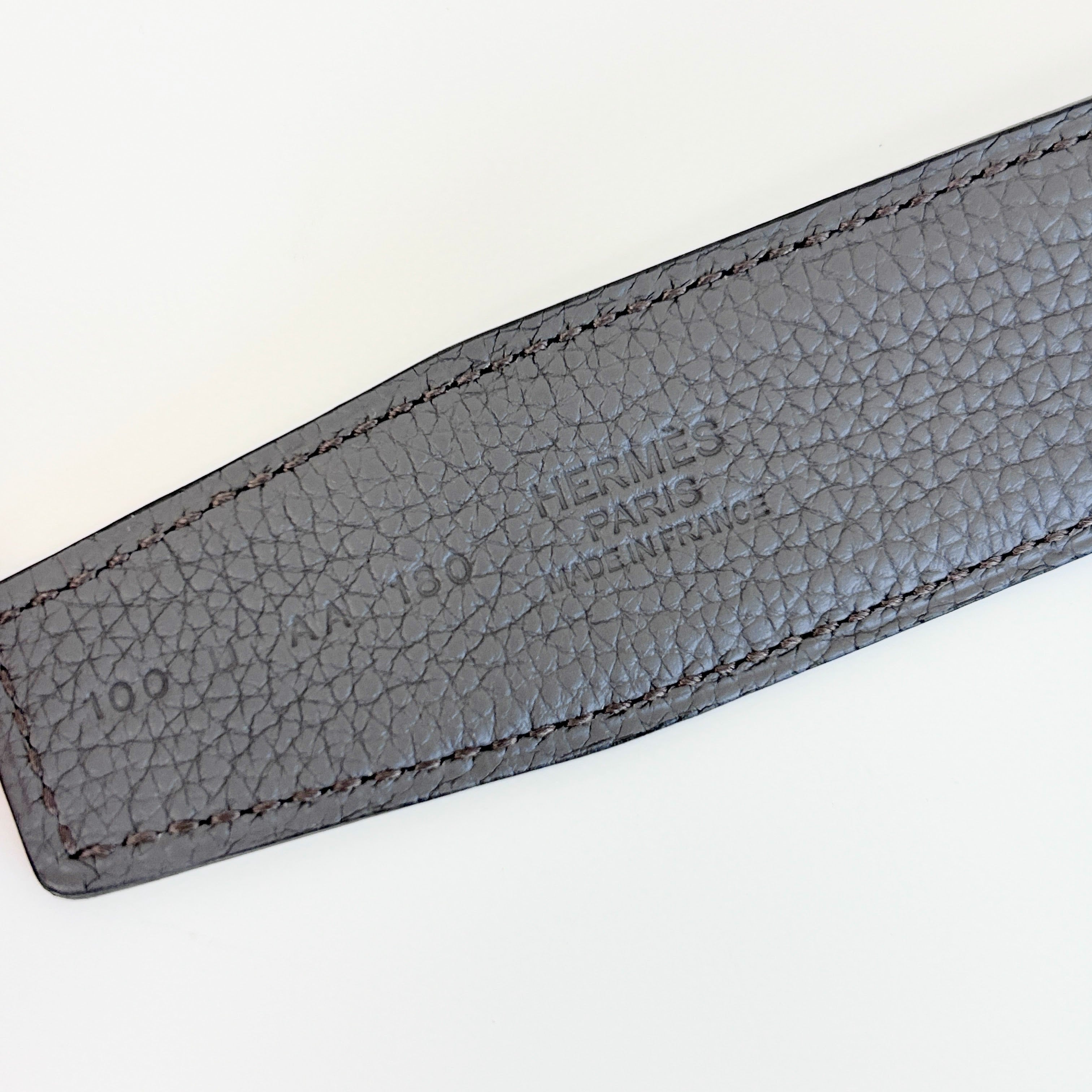 Black/Etain Reversible H Buckle Constance Belt w/ PHW