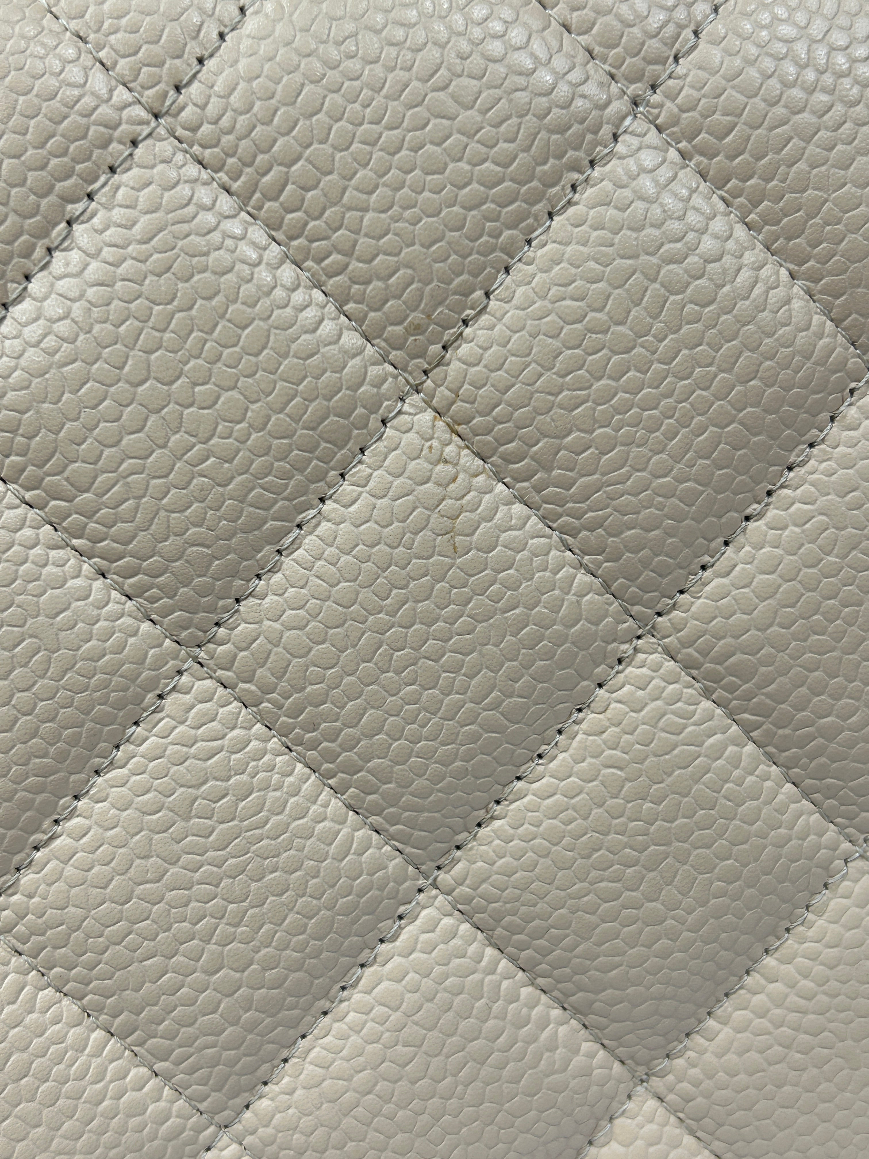 Beige Caviar Quilted Single Flap Jumbo w/SHW