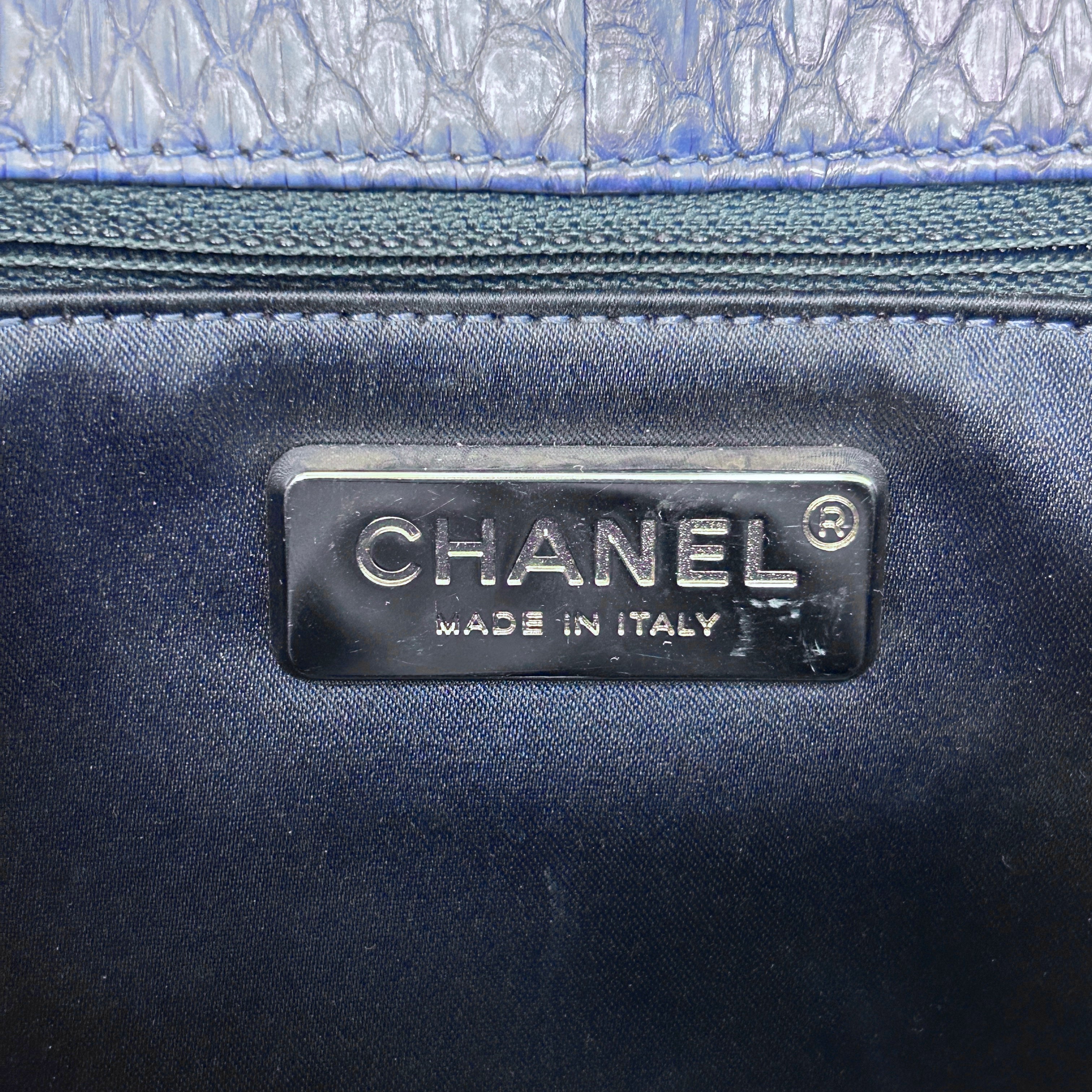 Blue Snakeskin Jumbo Easy Carry Flap Bag w/SHW