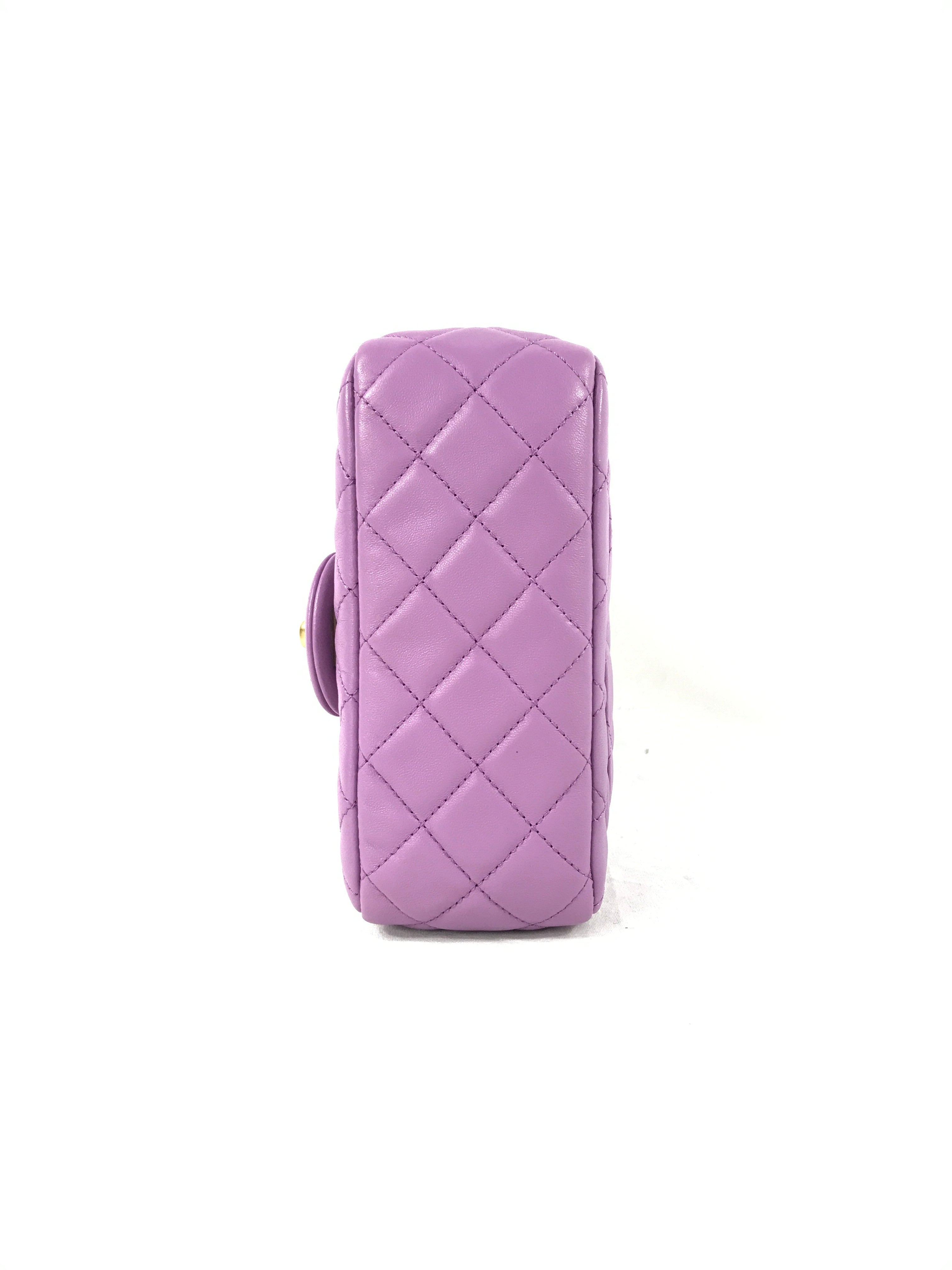 Lavendar Quilted Lambskin Pearl Crush Mini Square w/ AGHW