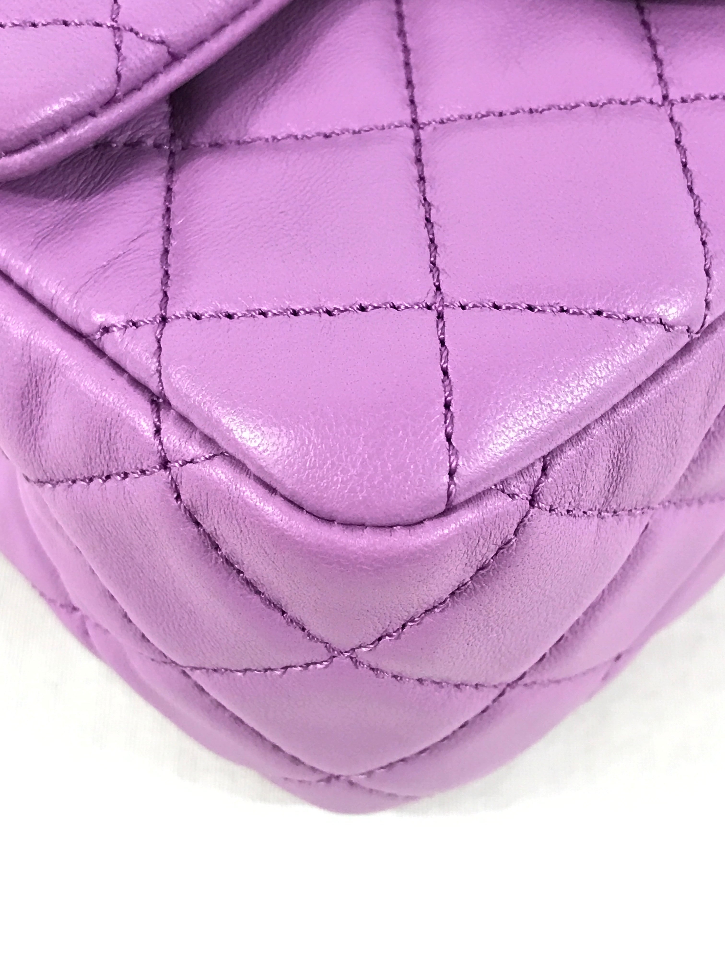 Lavendar Quilted Lambskin Pearl Crush Mini Square w/ AGHW