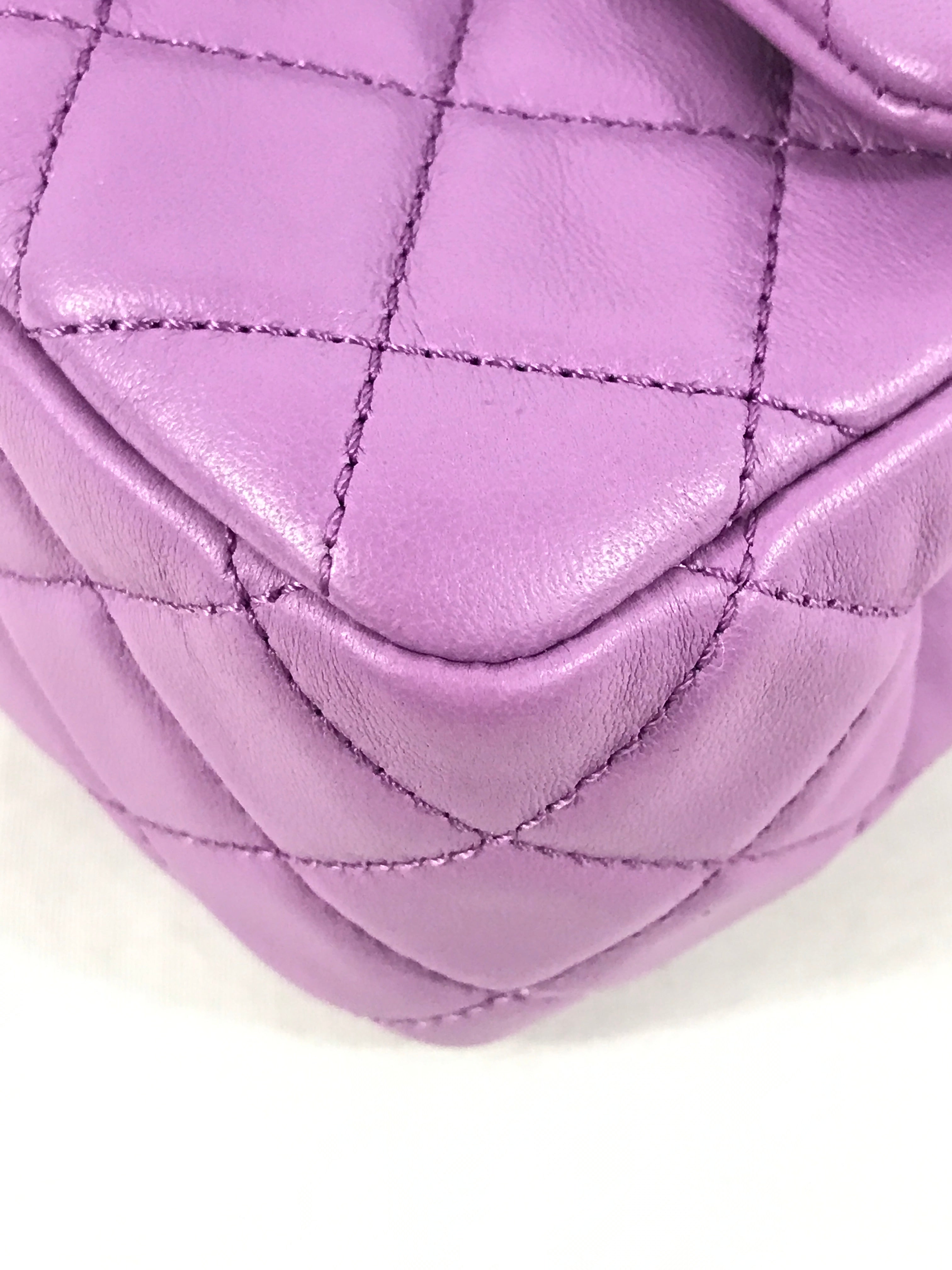 Lavendar Quilted Lambskin Pearl Crush Mini Square w/ AGHW