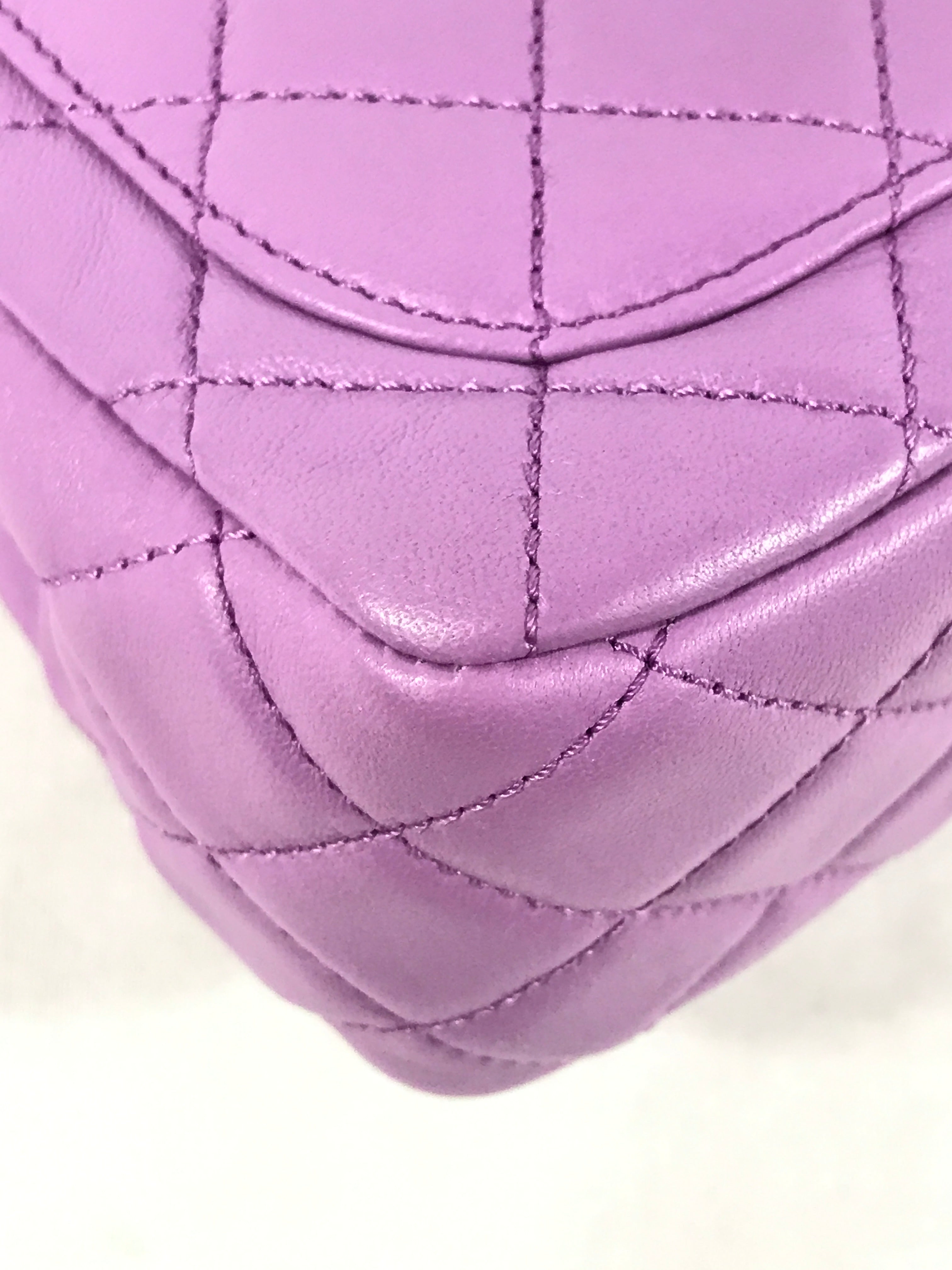 Lavendar Quilted Lambskin Pearl Crush Mini Square w/ AGHW