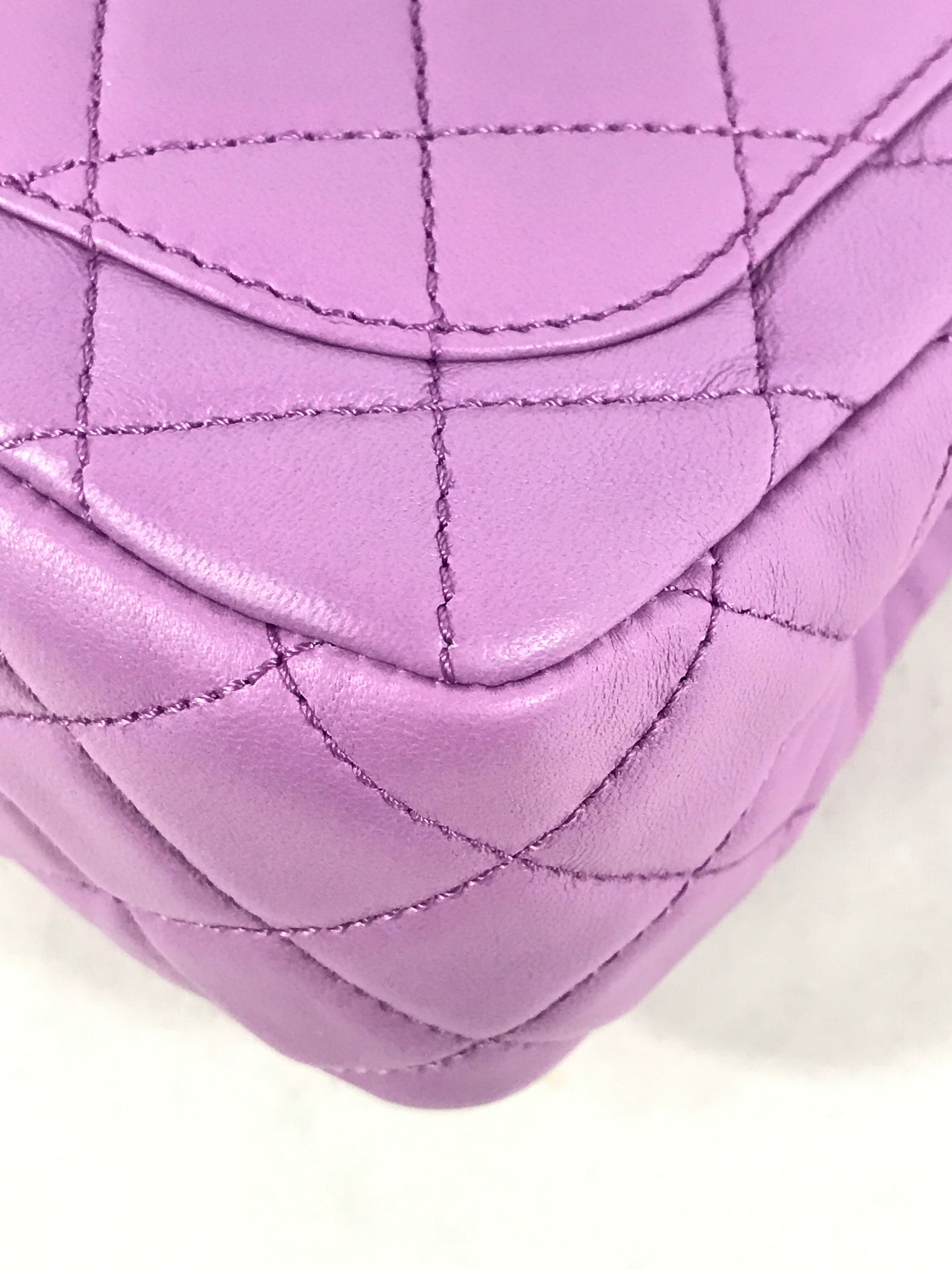 Lavendar Quilted Lambskin Pearl Crush Mini Square w/ AGHW