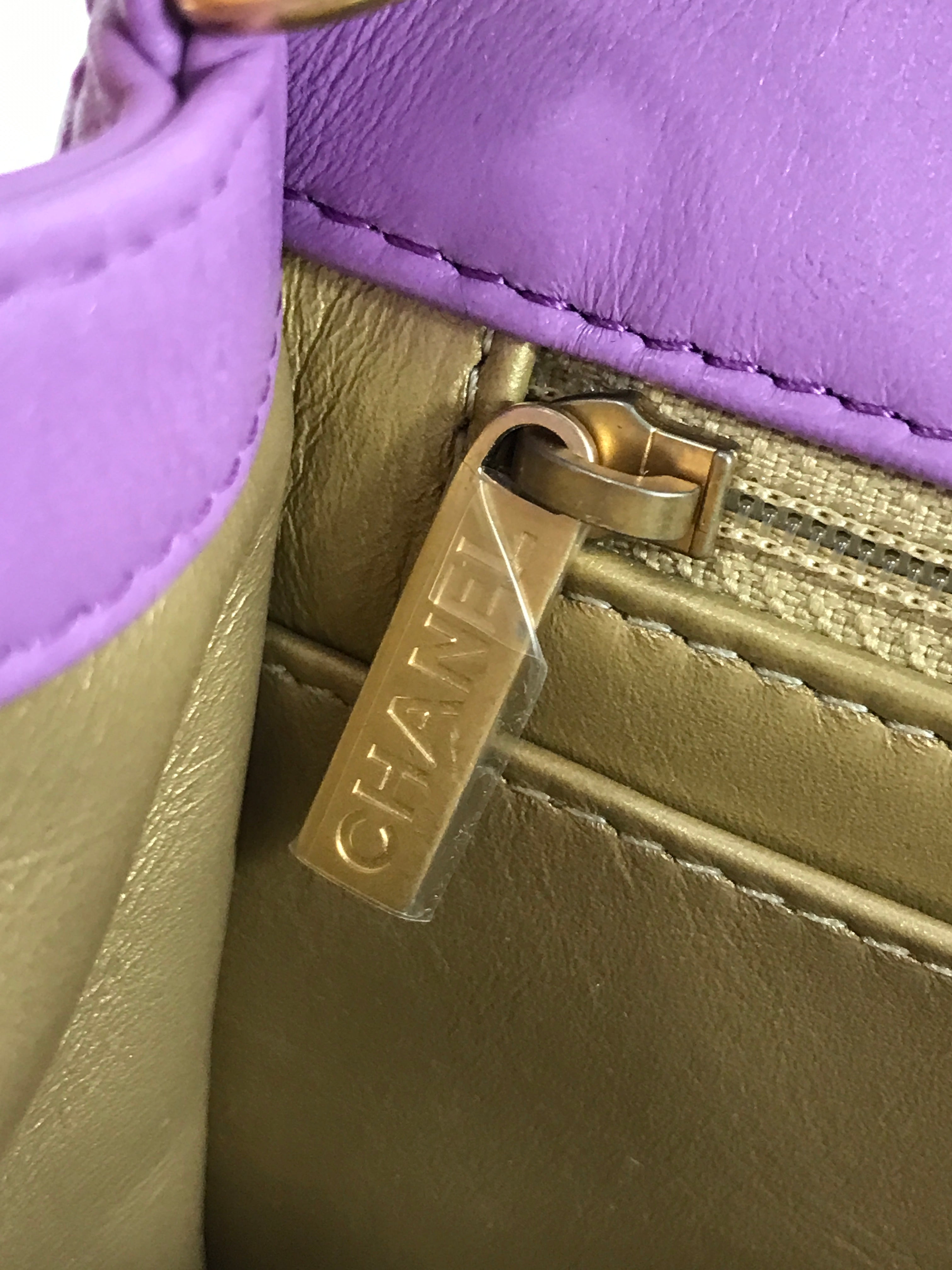 Lavendar Quilted Lambskin Pearl Crush Mini Square w/ AGHW