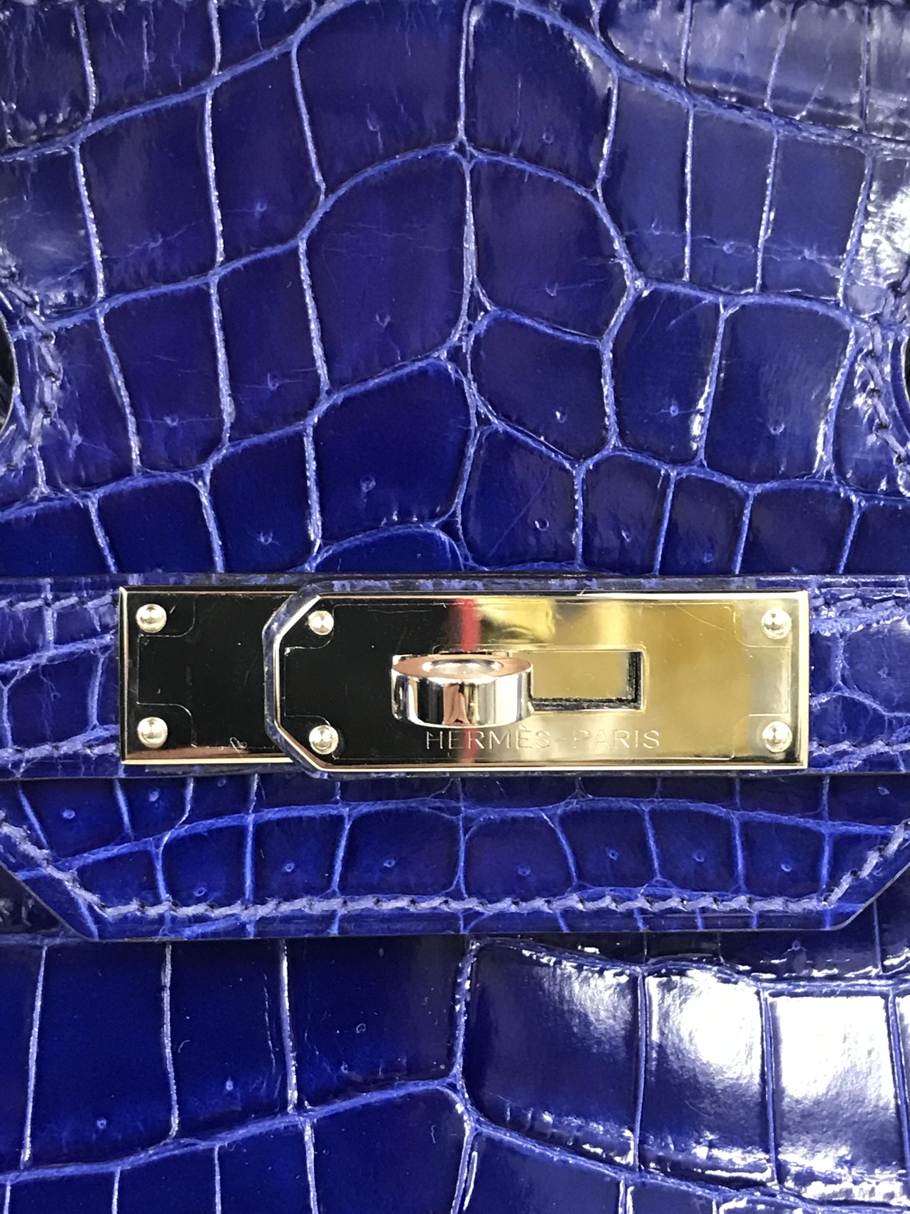 Blue Electric Croc Niloticus Birkin 30 W/ SHW