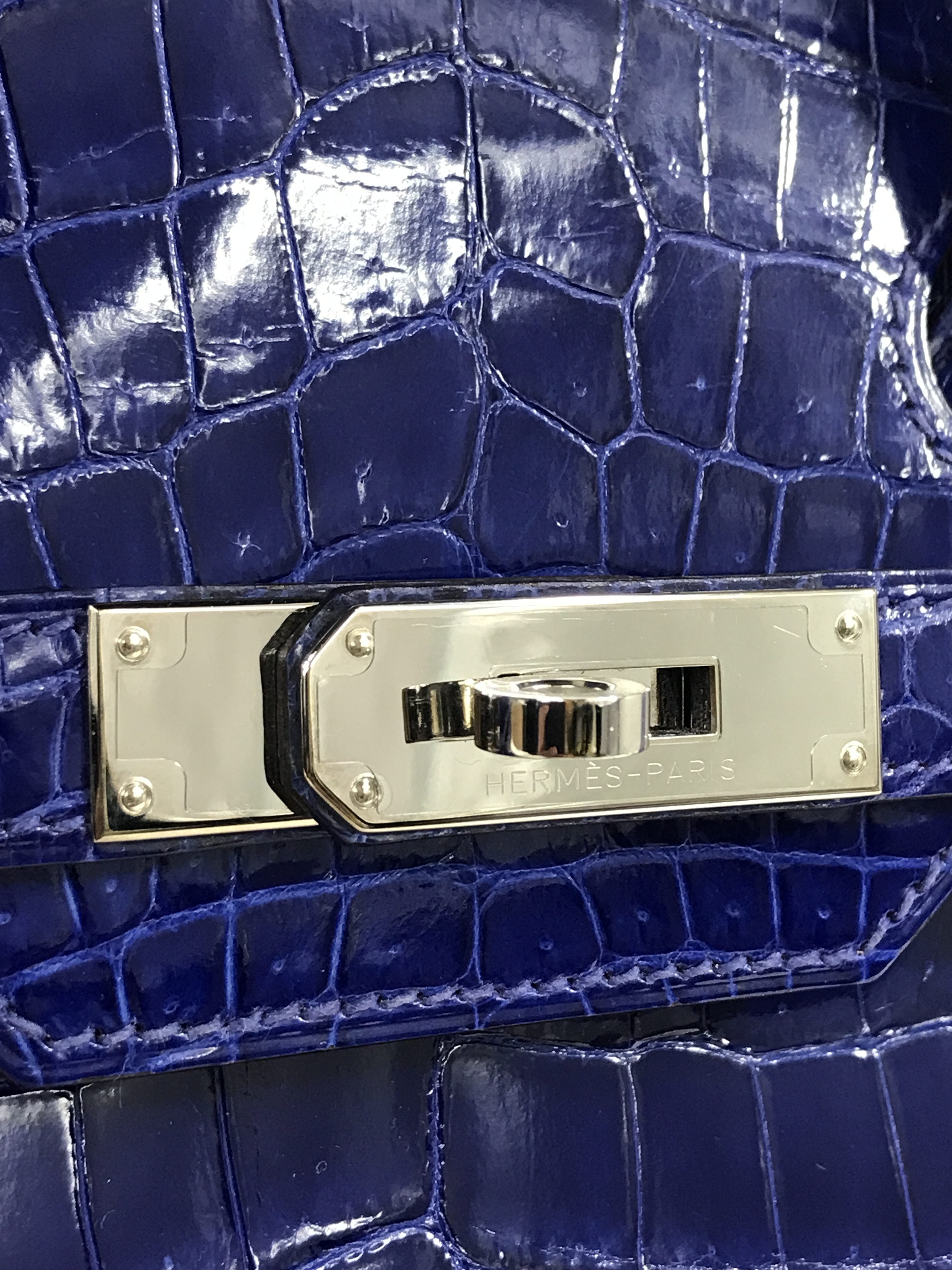 Blue Electric Croc Niloticus Birkin 30 W/ SHW