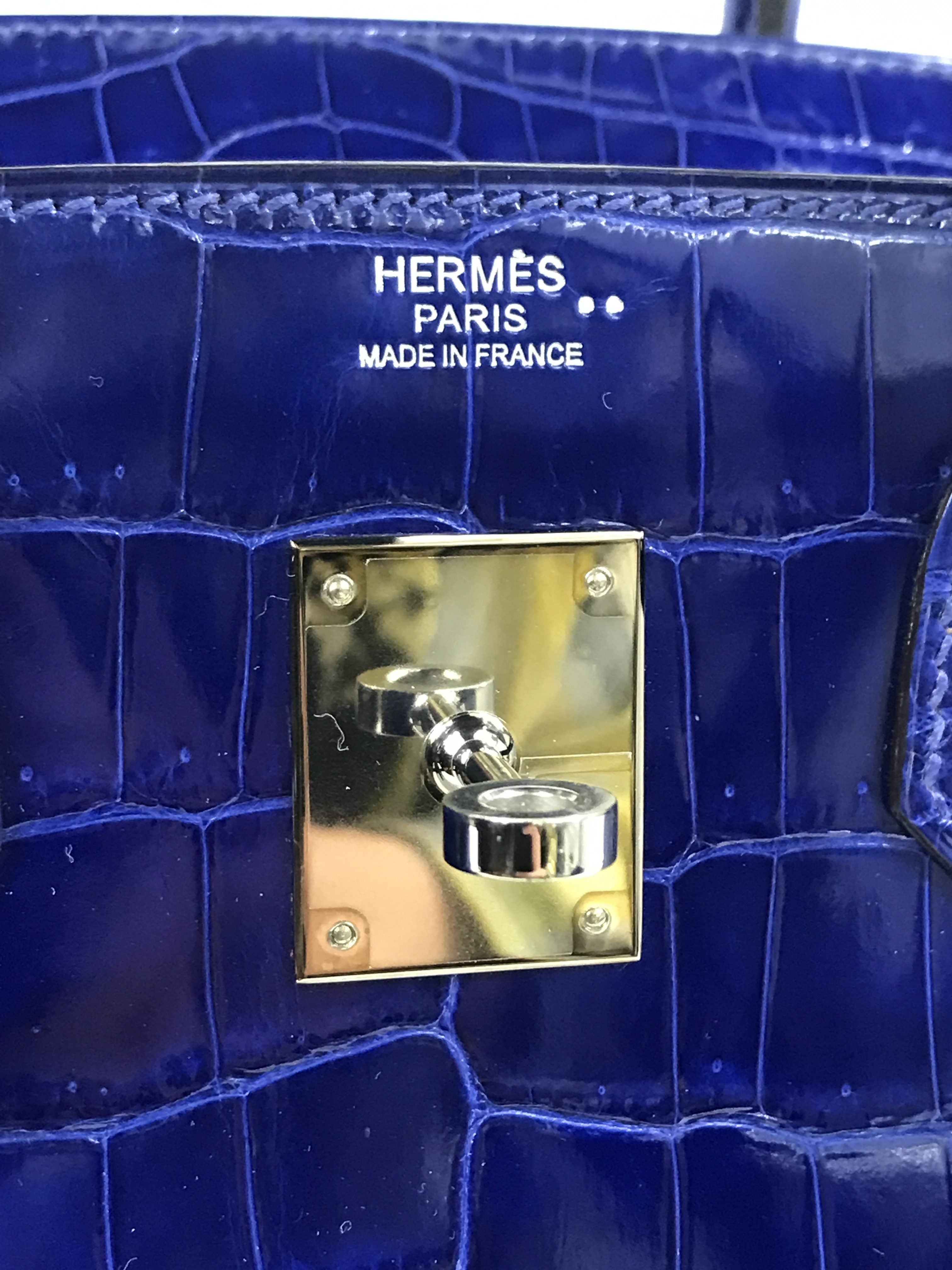 Blue Electric Croc Niloticus Birkin 30 W/ SHW