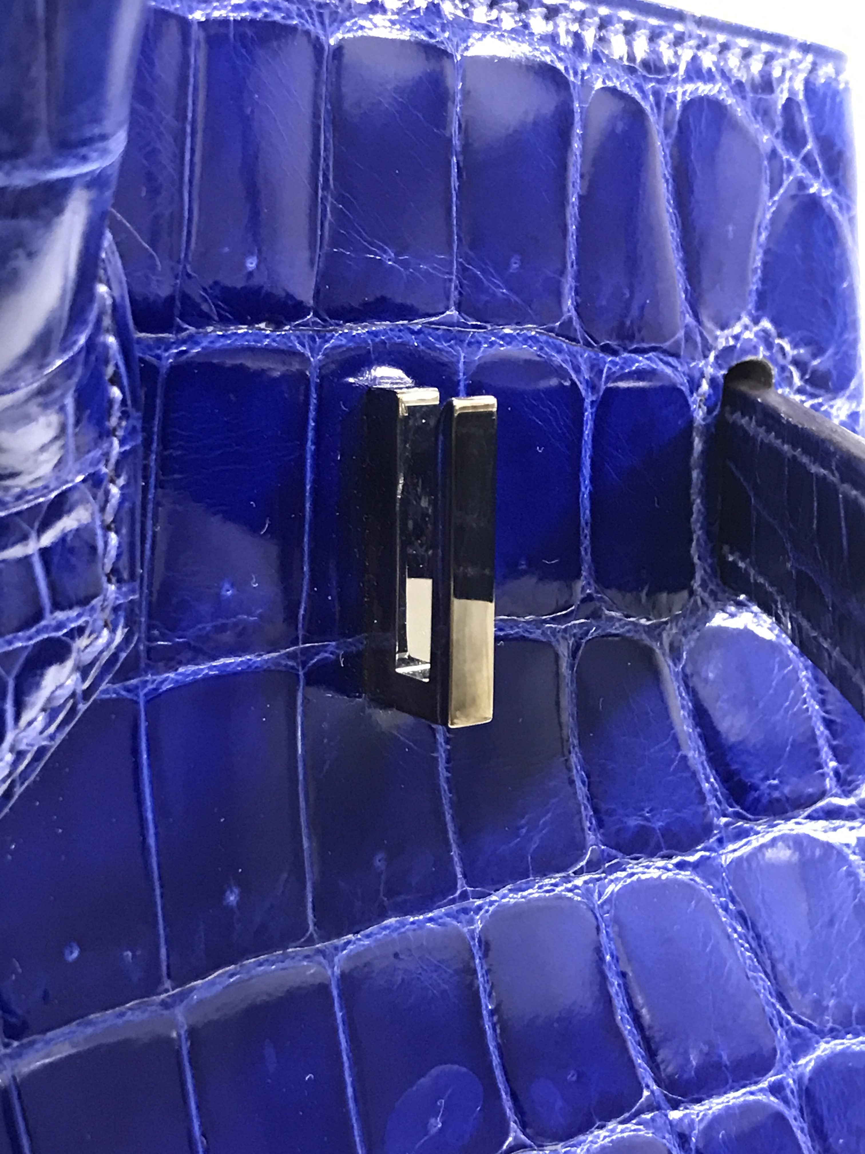 Blue Electric Croc Niloticus Birkin 30 W/ SHW