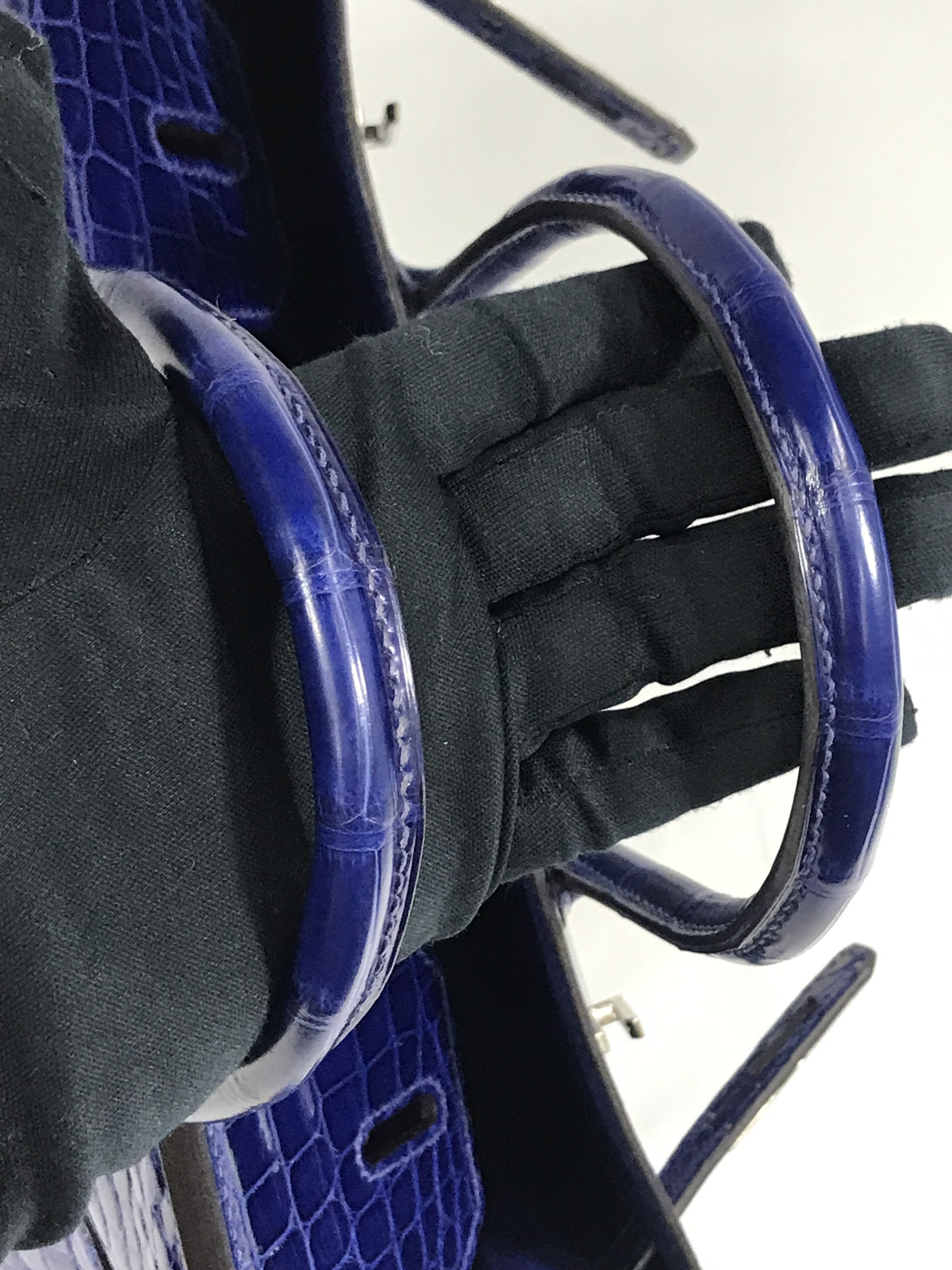 Blue Electric Croc Niloticus Birkin 30 W/ SHW