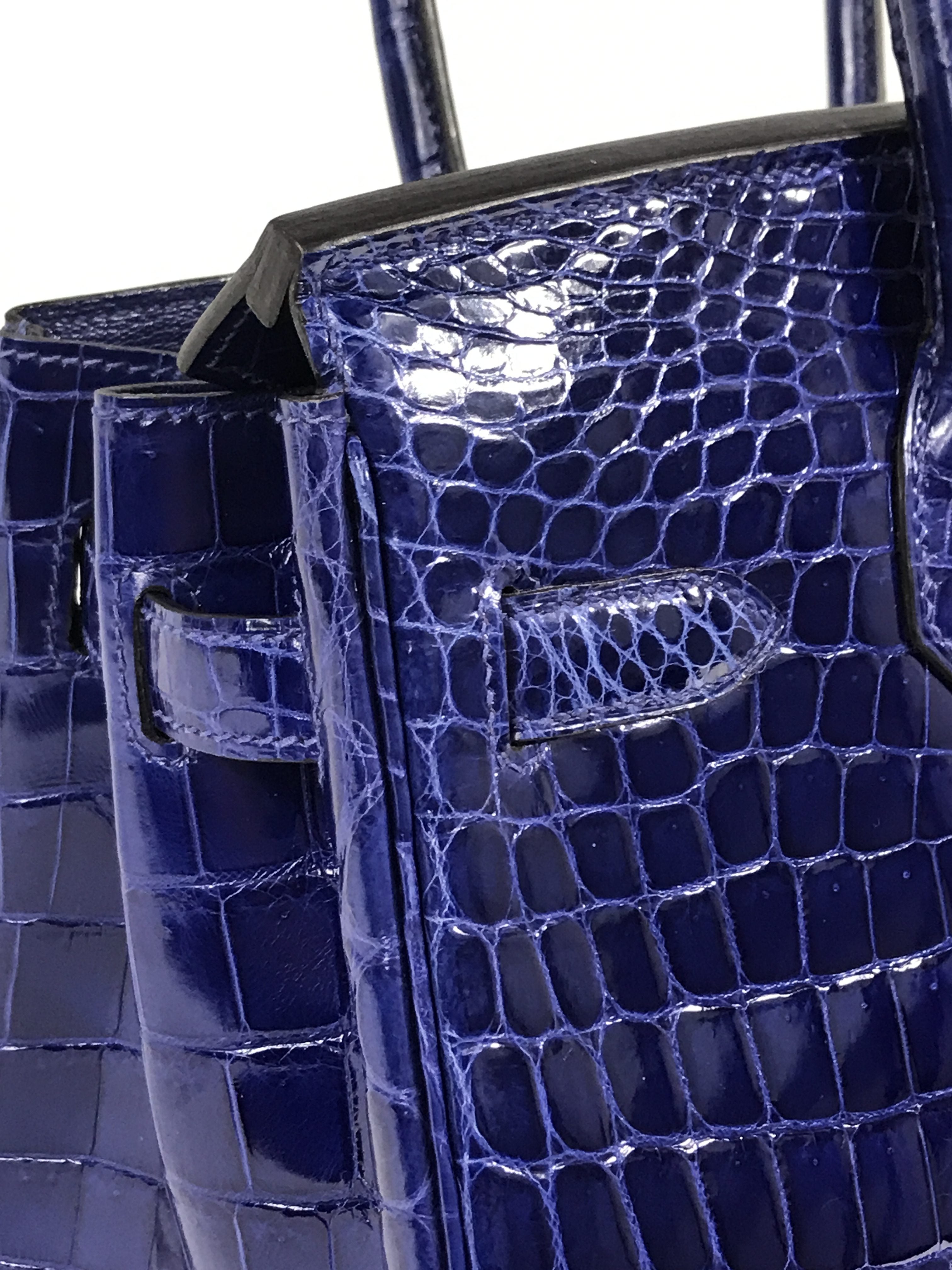 Blue Electric Croc Niloticus Birkin 30 W/ SHW