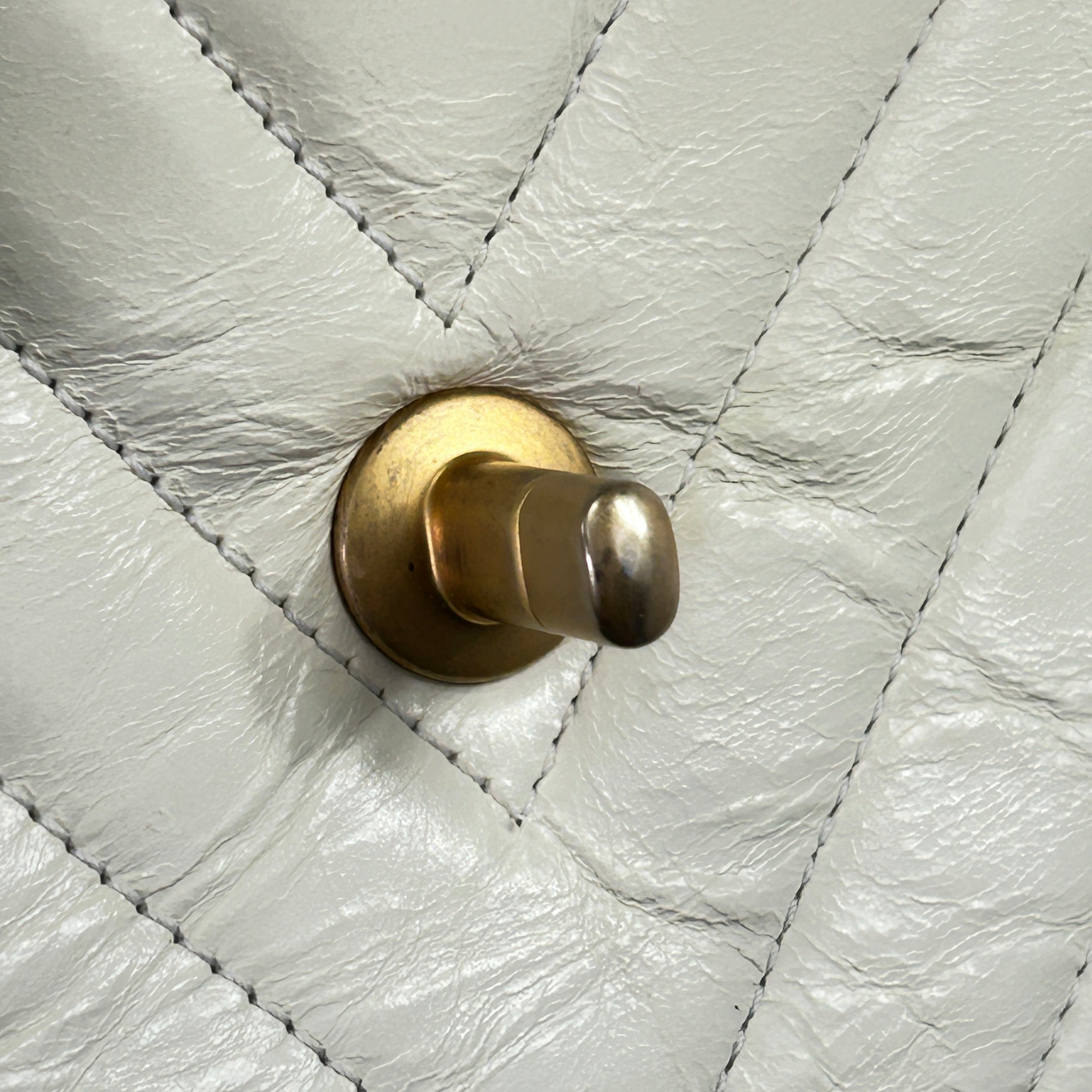 White Chevron Crinkled Calfskin Beige Lizard Mini Coco Handle W/AGHW