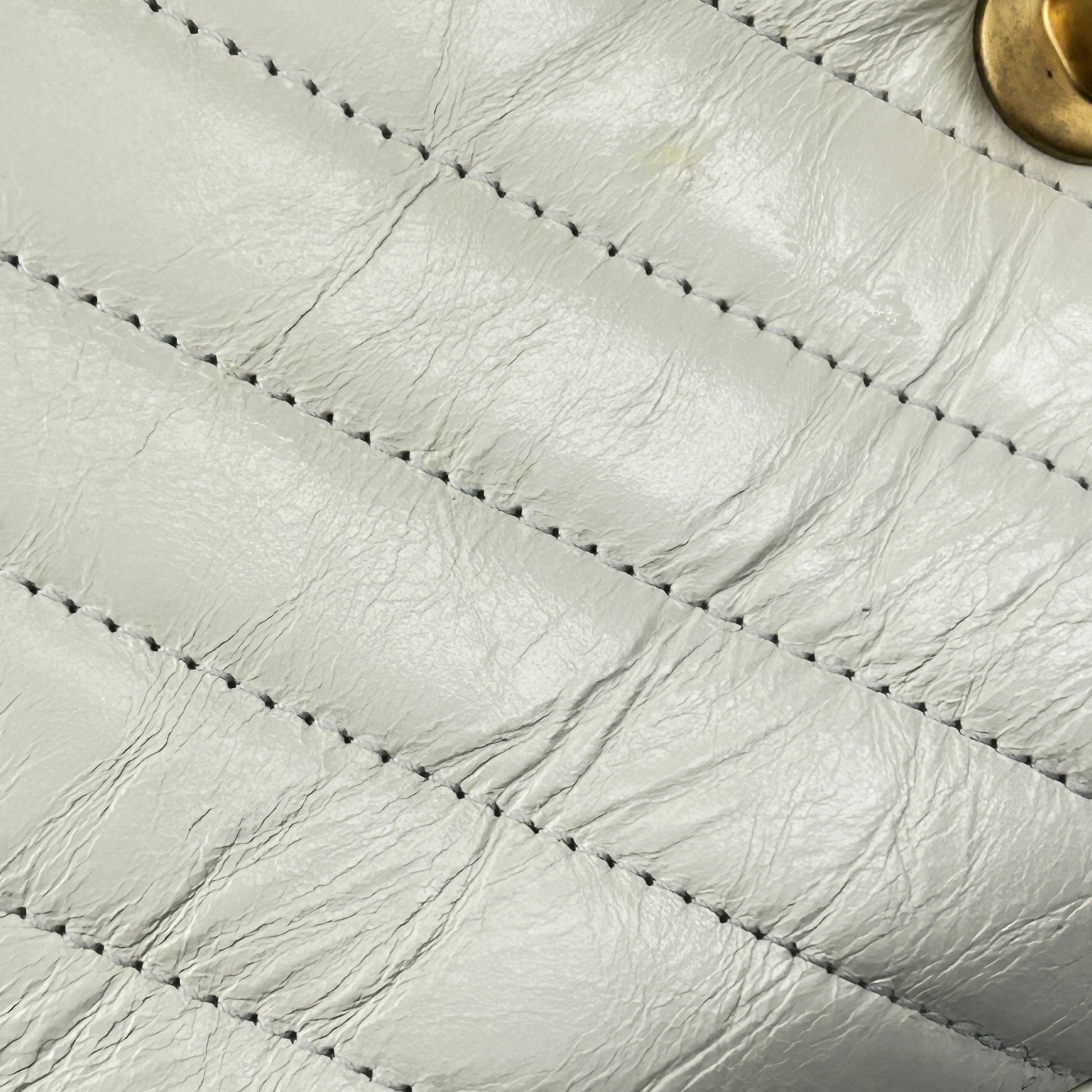 White Chevron Crinkled Calfskin Beige Lizard Mini Coco Handle W/AGHW