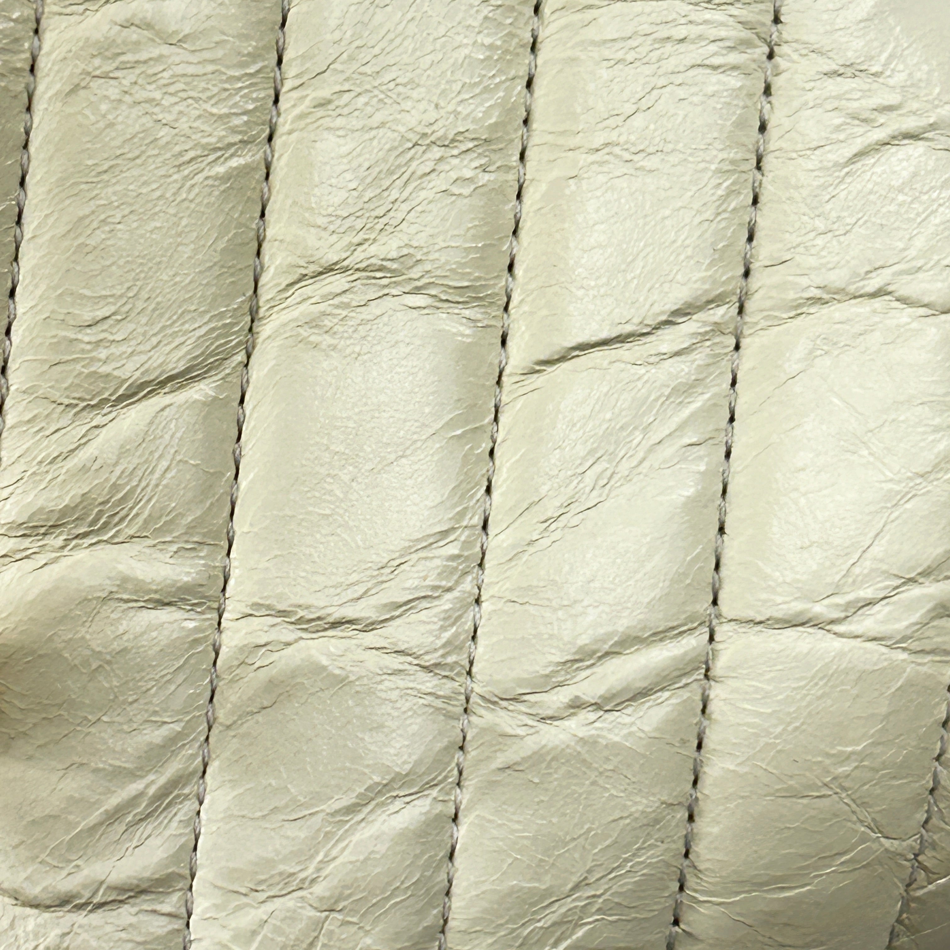 White Chevron Crinkled Calfskin Beige Lizard Mini Coco Handle W/AGHW