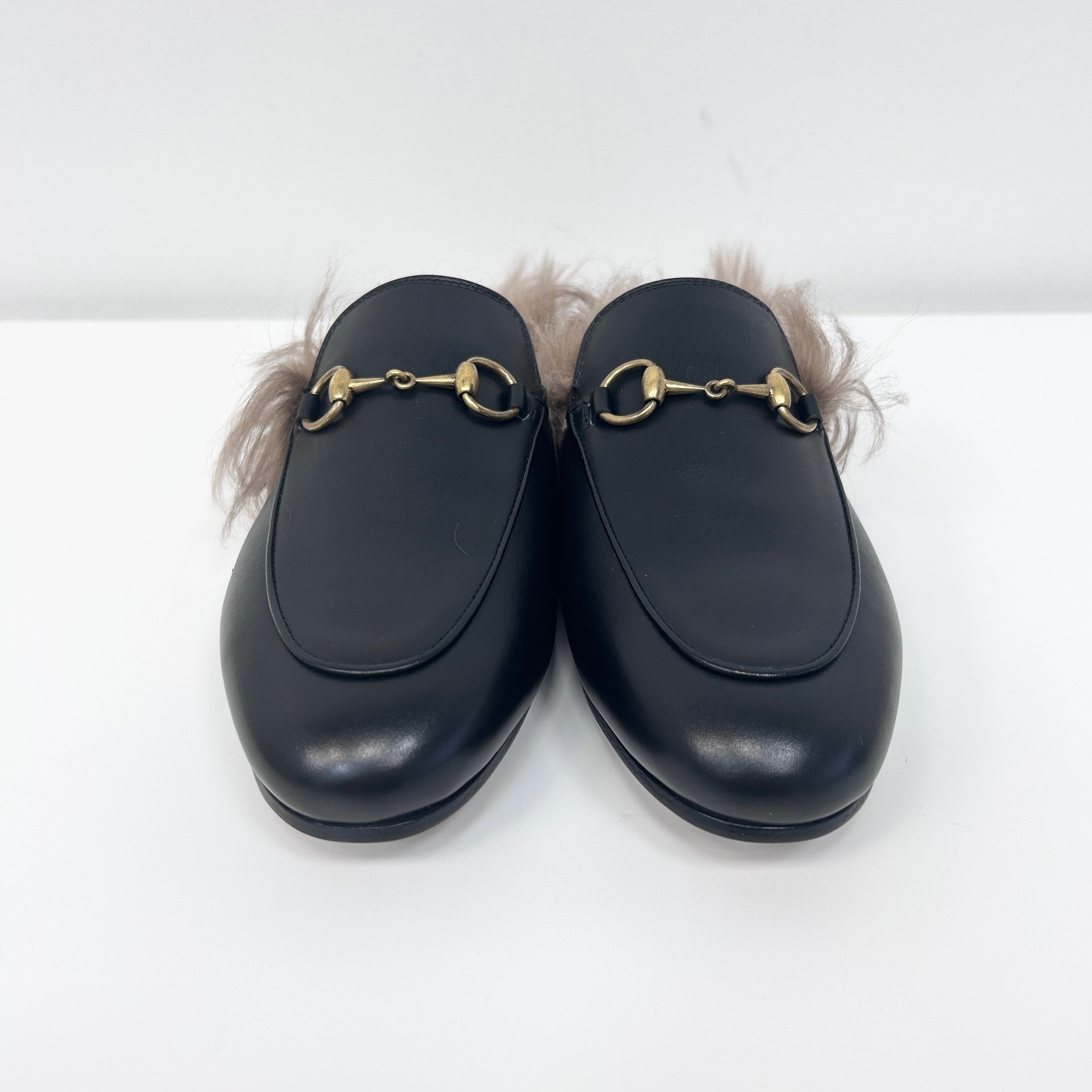 Black Princetown Genuine Shearling Loafer Mule