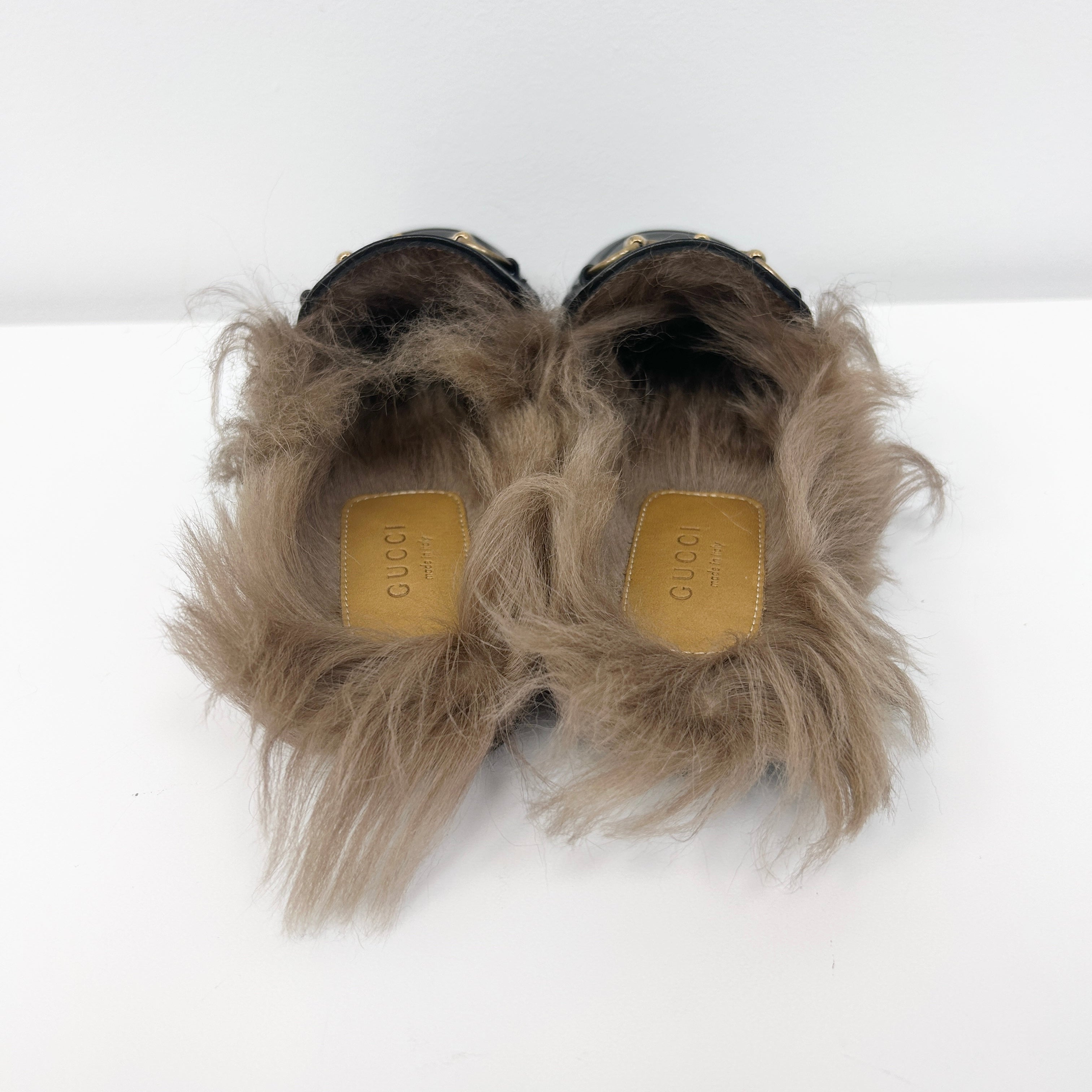 Black Princetown Genuine Shearling Loafer Mule