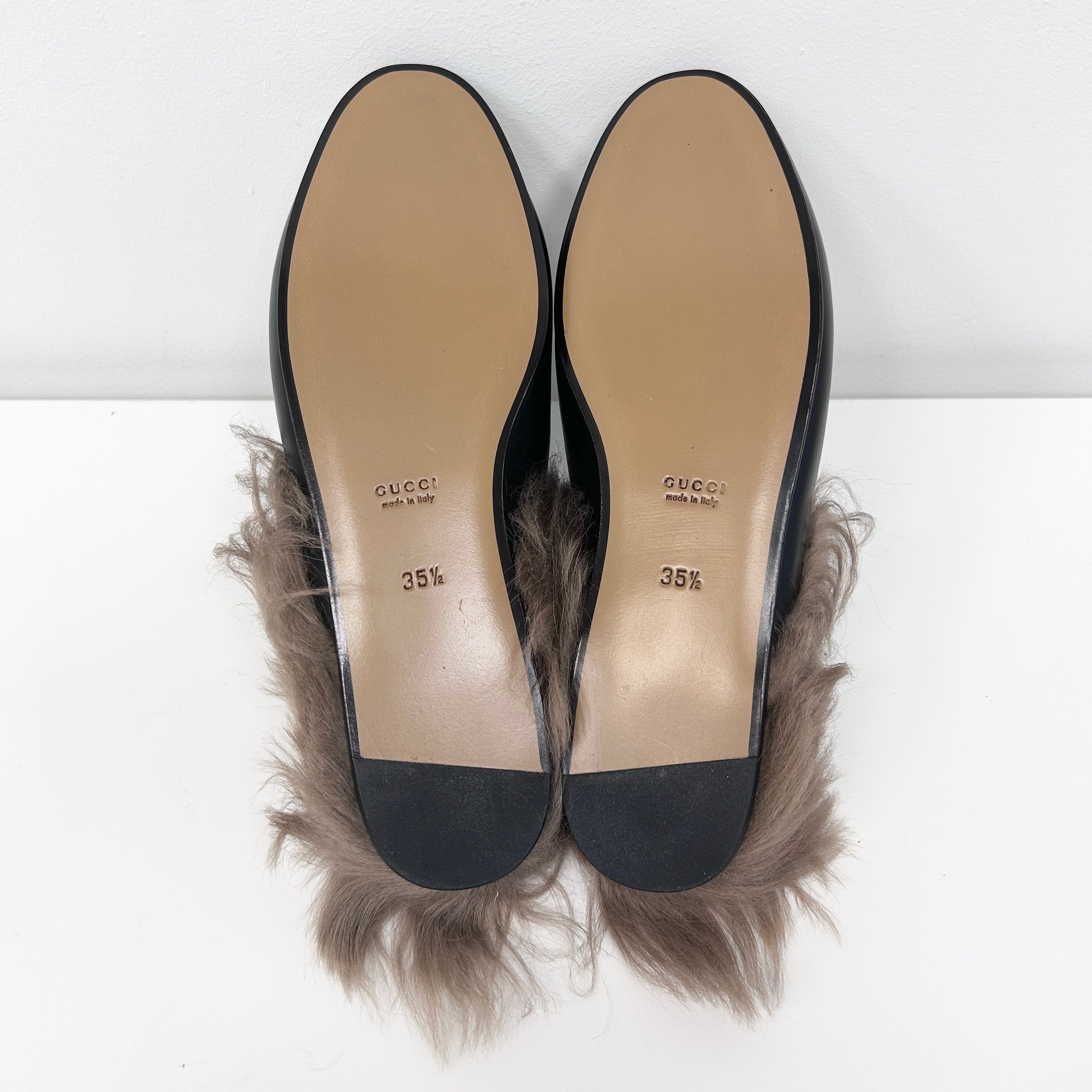 Black Princetown Genuine Shearling Loafer Mule