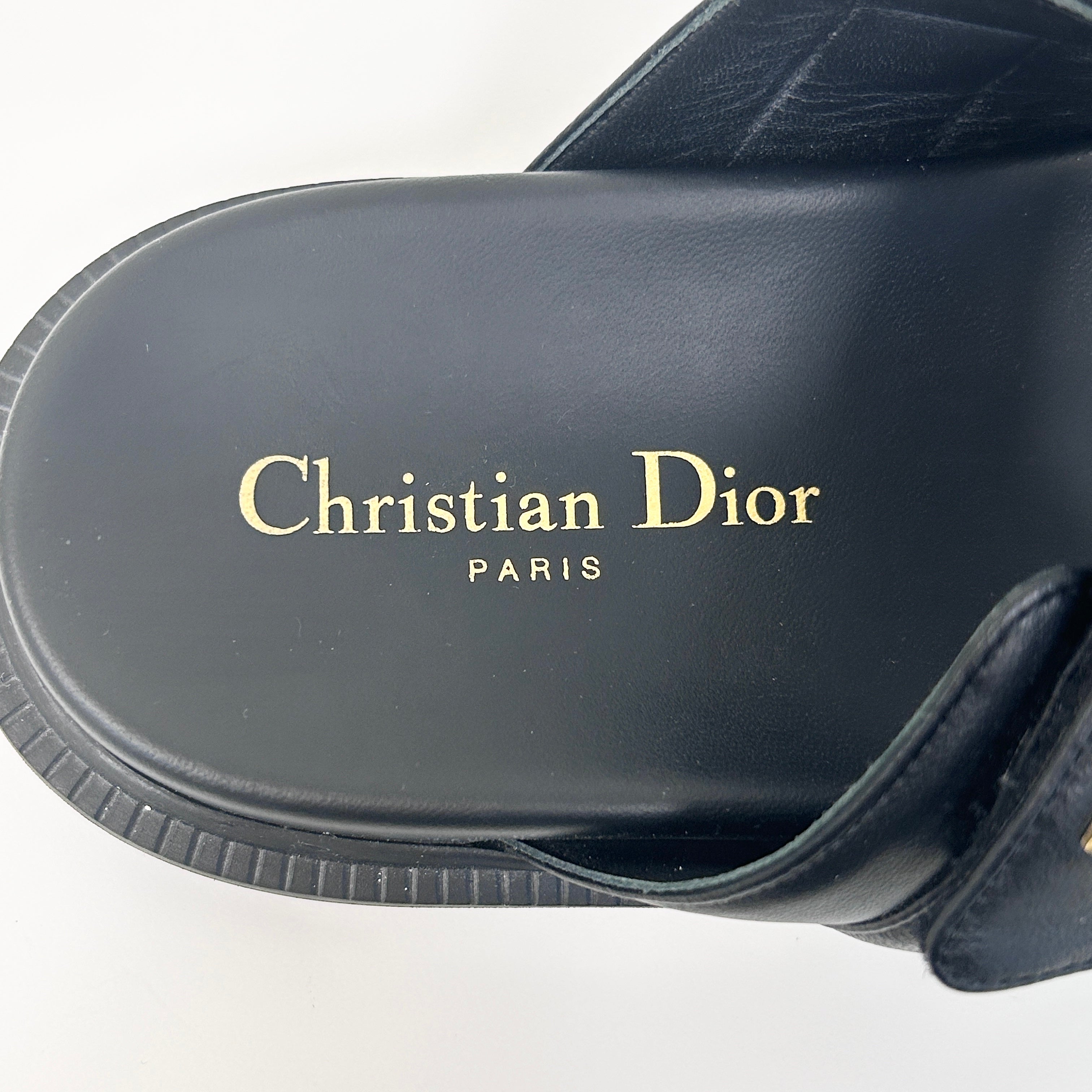 Black Lambskin Dioract Sandal