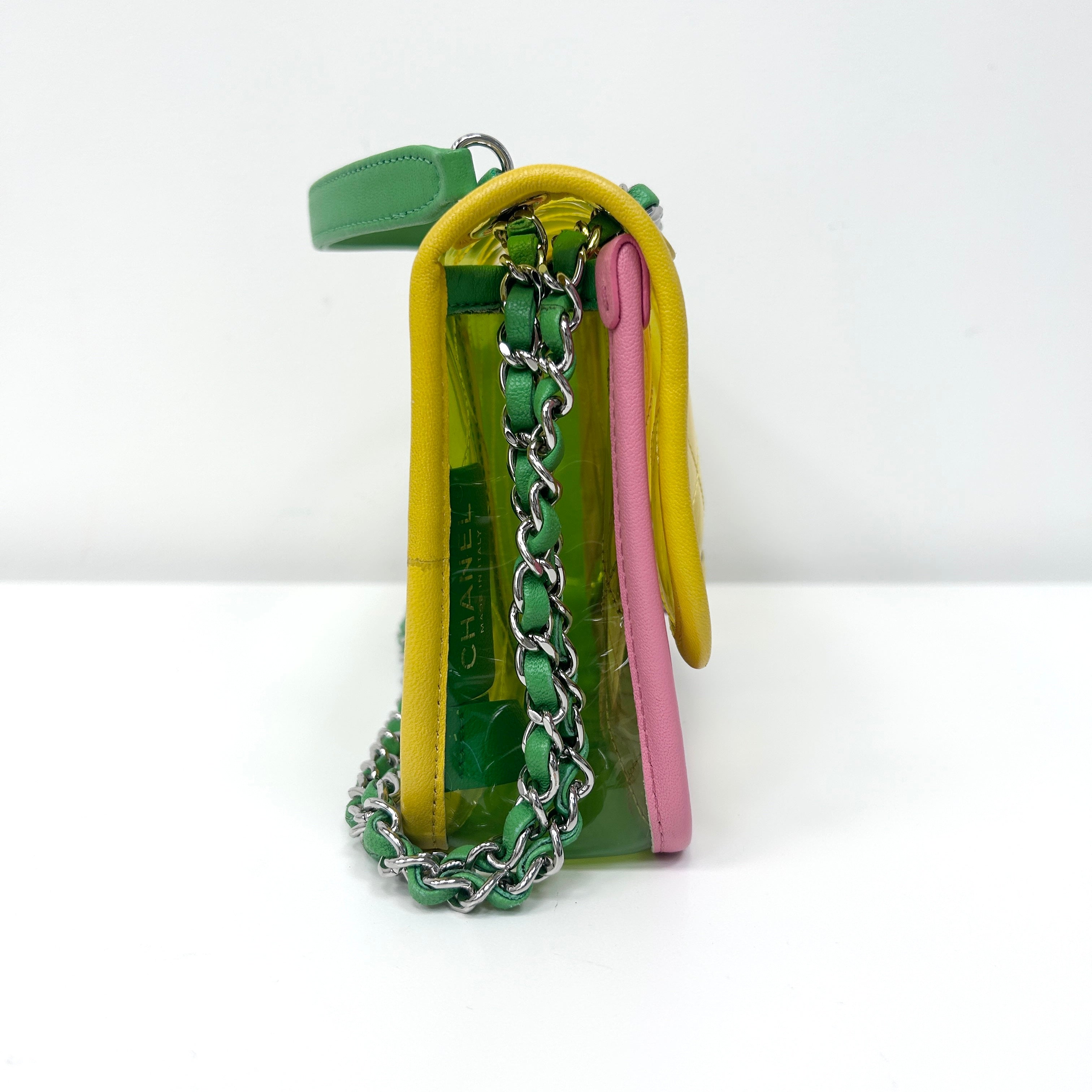 Yellow/Green/Pink PVC Coco Splash Mini Flap Bag w/SHW