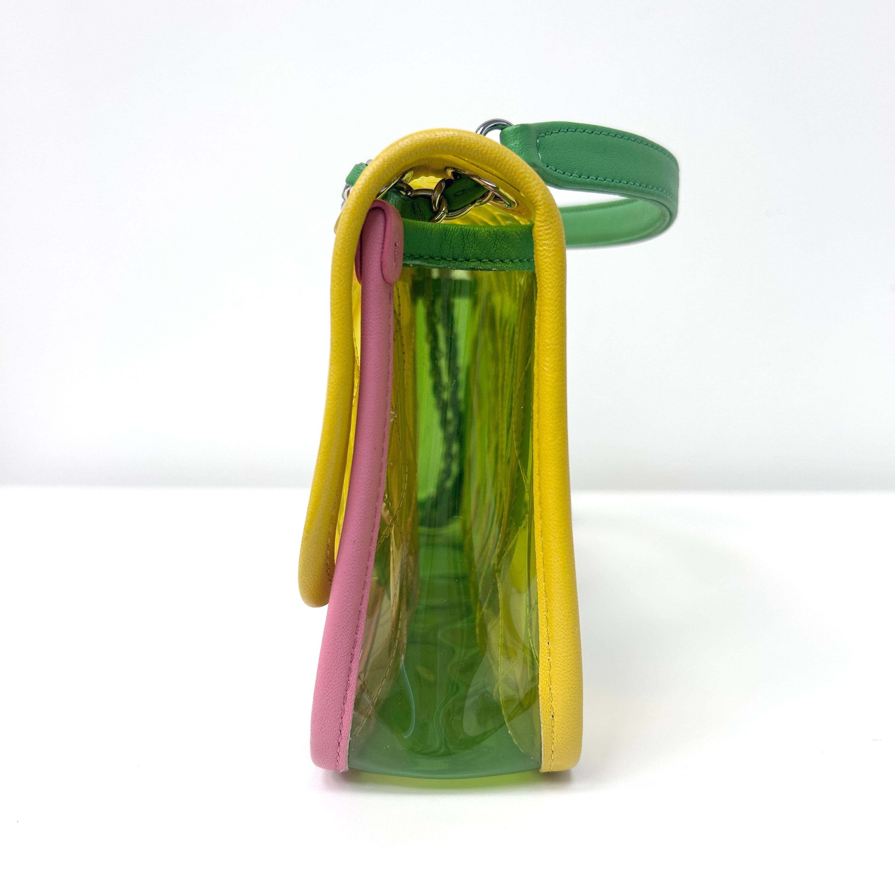 Yellow/Green/Pink PVC Coco Splash Mini Flap Bag w/SHW