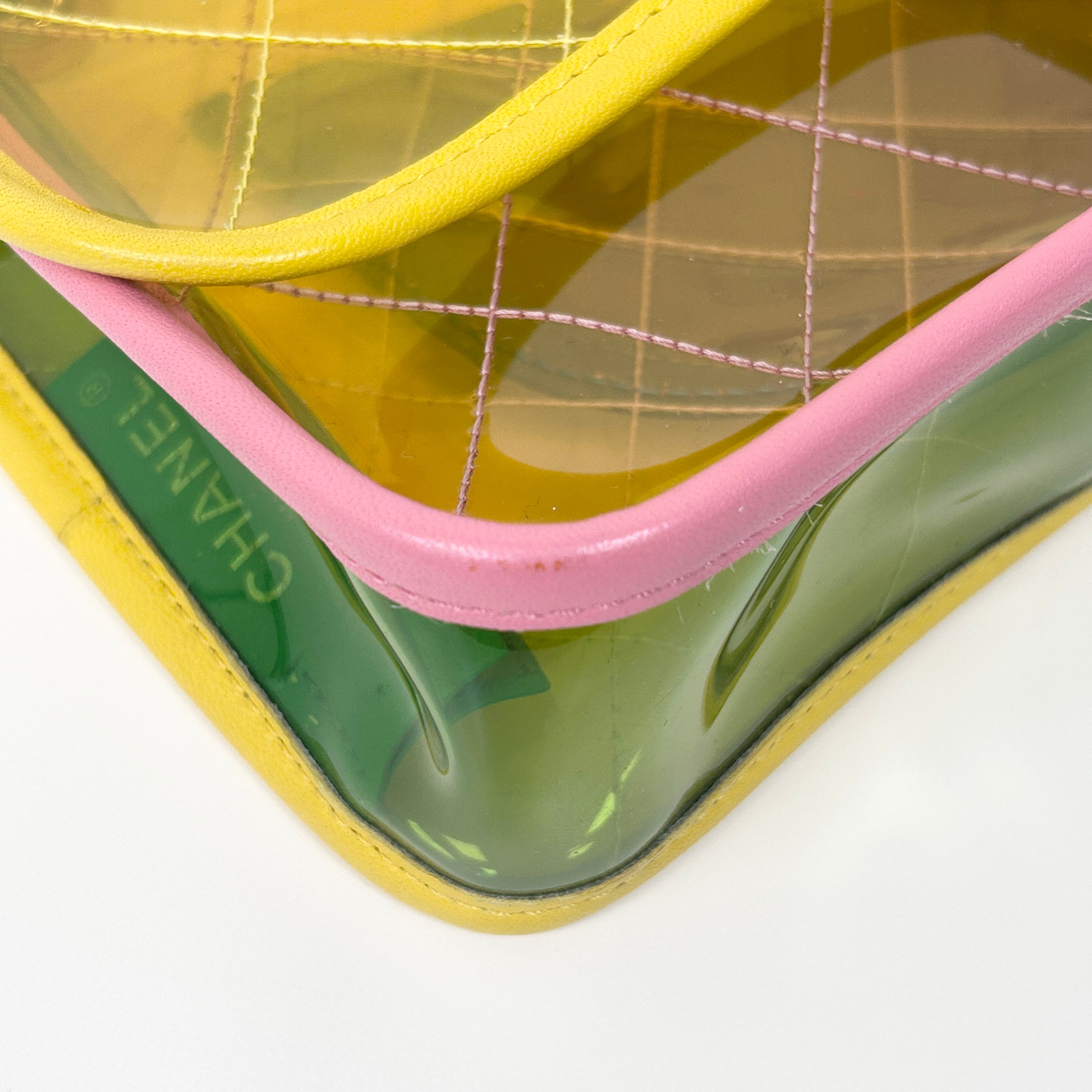 Yellow/Green/Pink PVC Coco Splash Mini Flap Bag w/SHW