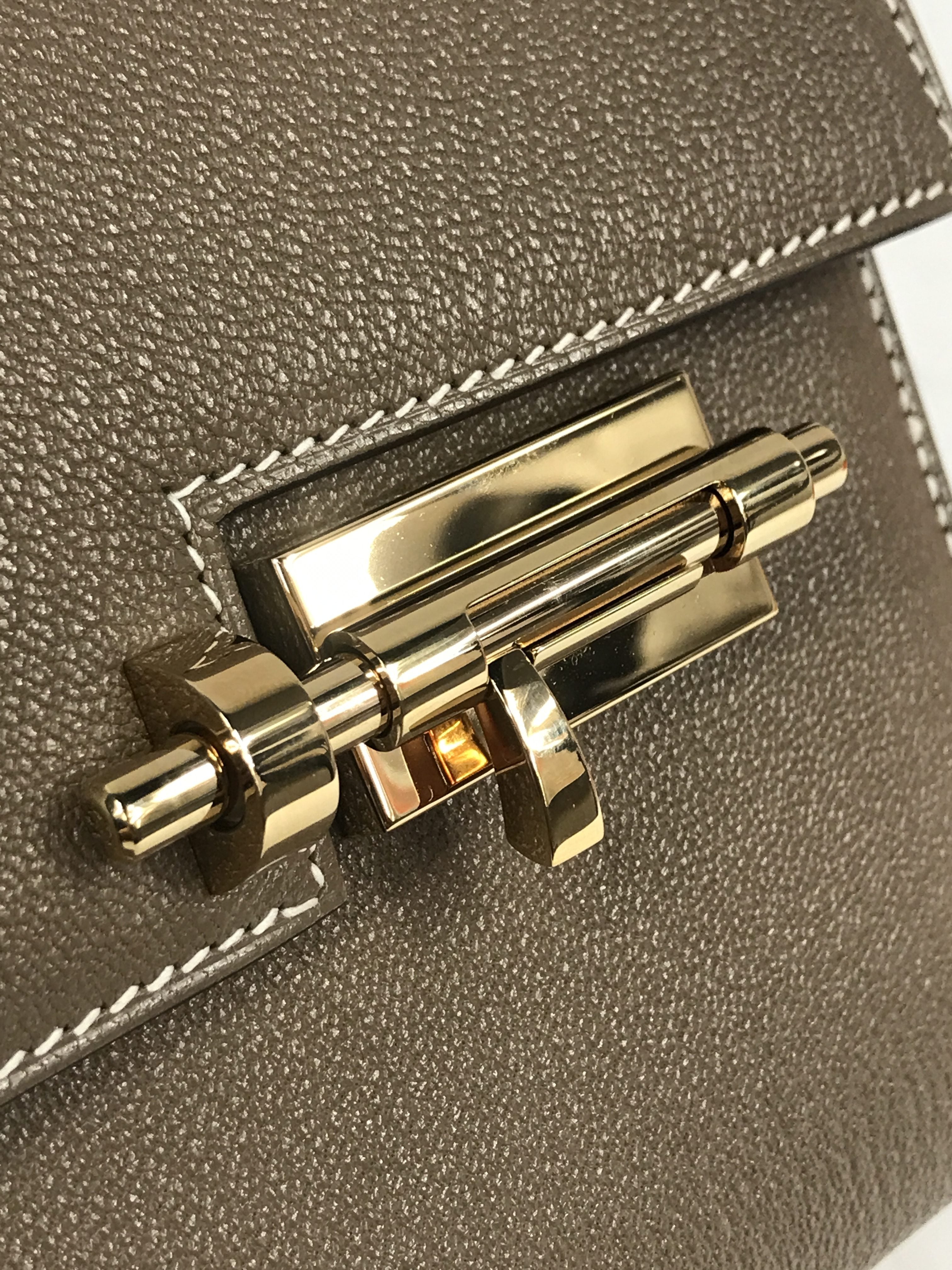 Etoupe Chevre Myssore Verrou Chain Mini Bag W/GHW
