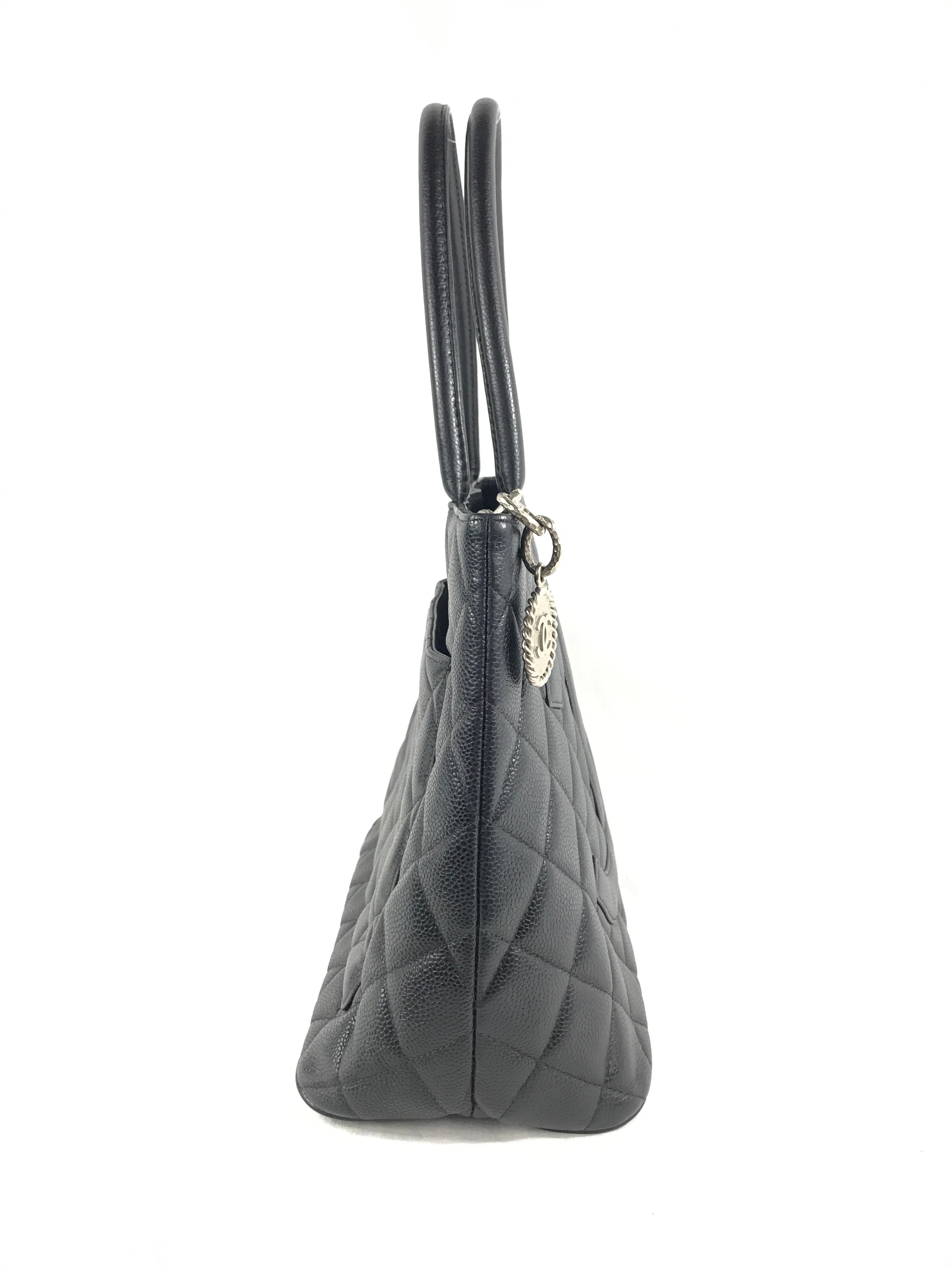 Black Caviar Quilted Timeless CC Medallion Tote w/RHW-PENDING