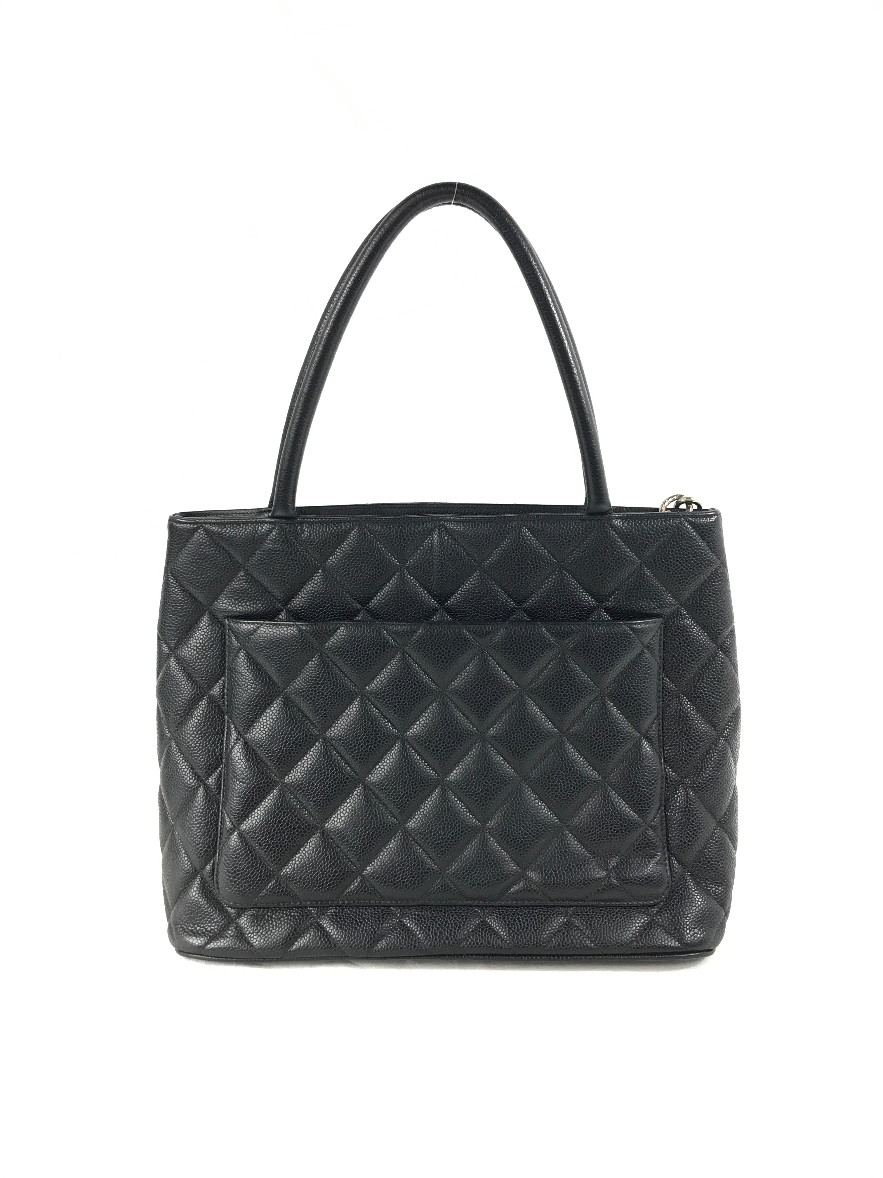 Black Caviar Quilted Timeless CC Medallion Tote w/RHW-PENDING