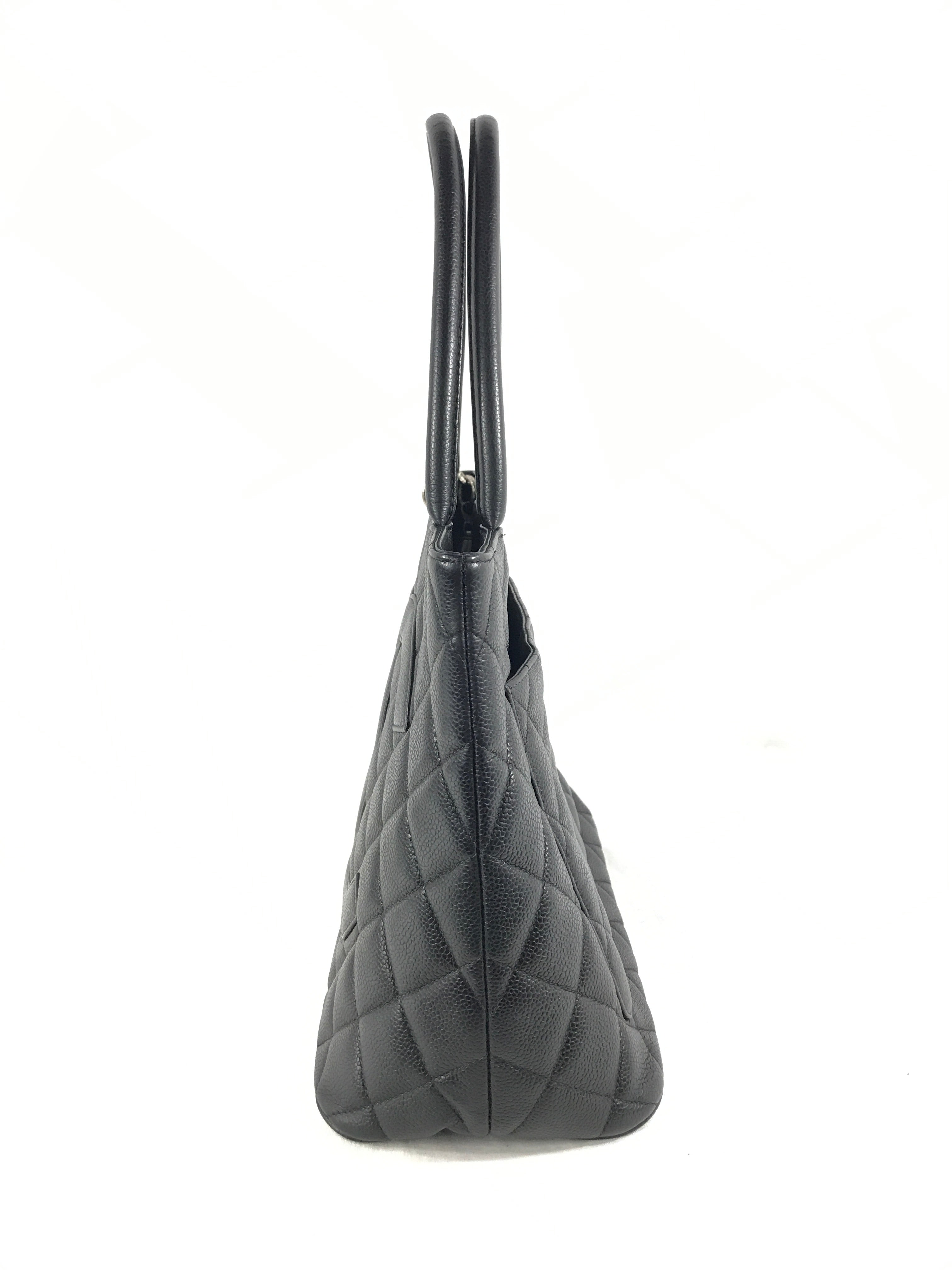 Black Caviar Quilted Timeless CC Medallion Tote w/RHW-PENDING