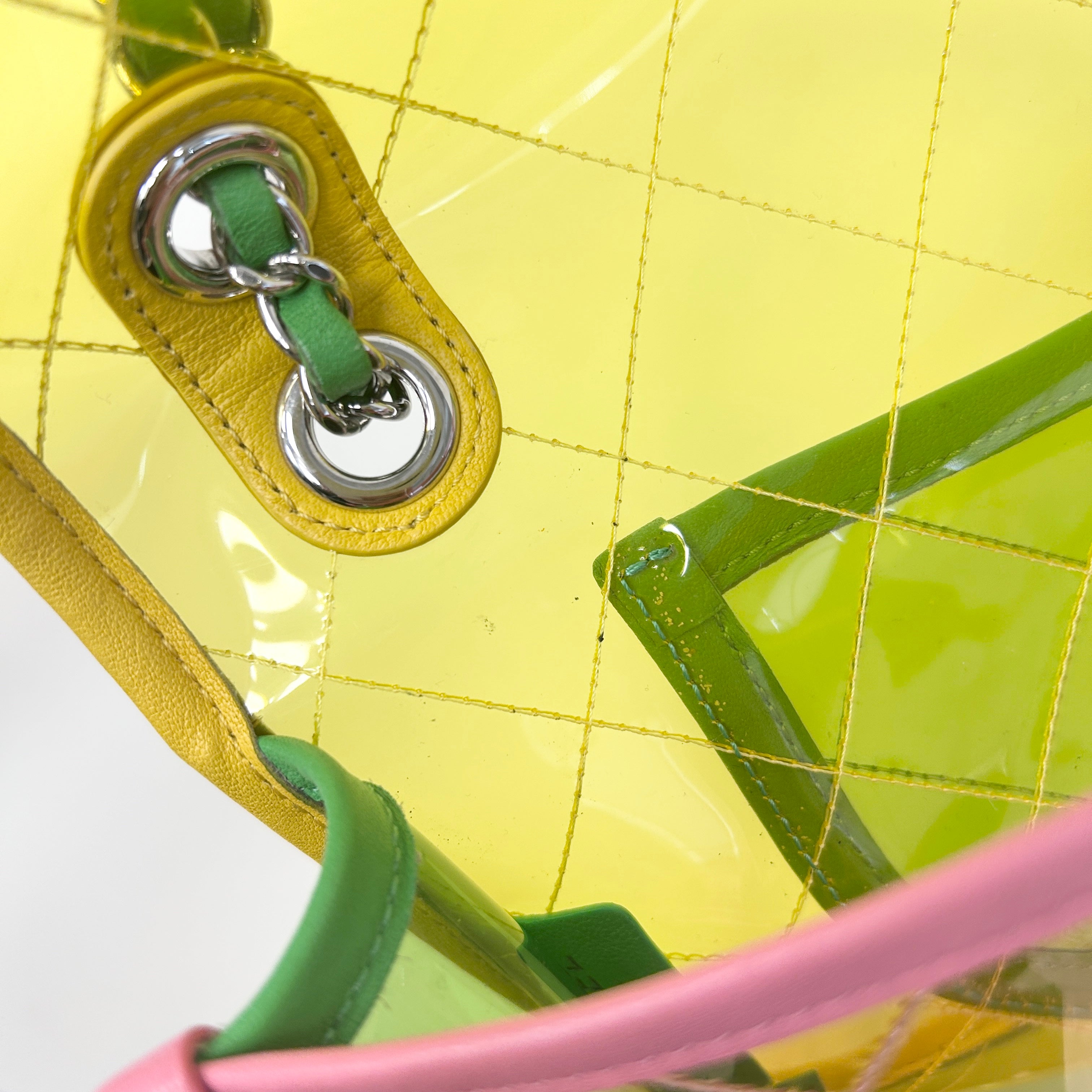 Yellow/Green/Pink PVC Coco Splash Mini Flap Bag w/SHW