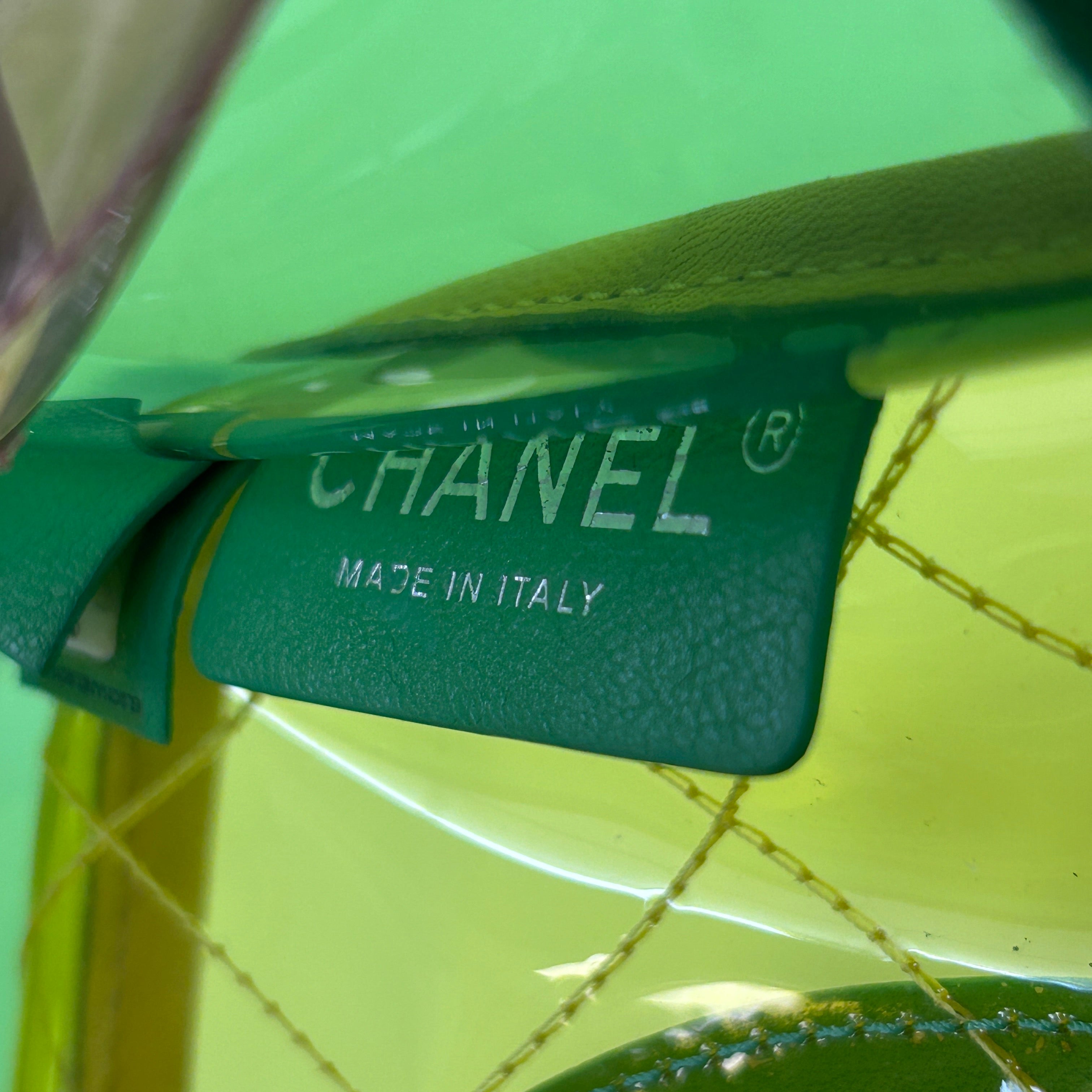 Yellow/Green/Pink PVC Coco Splash Mini Flap Bag w/SHW