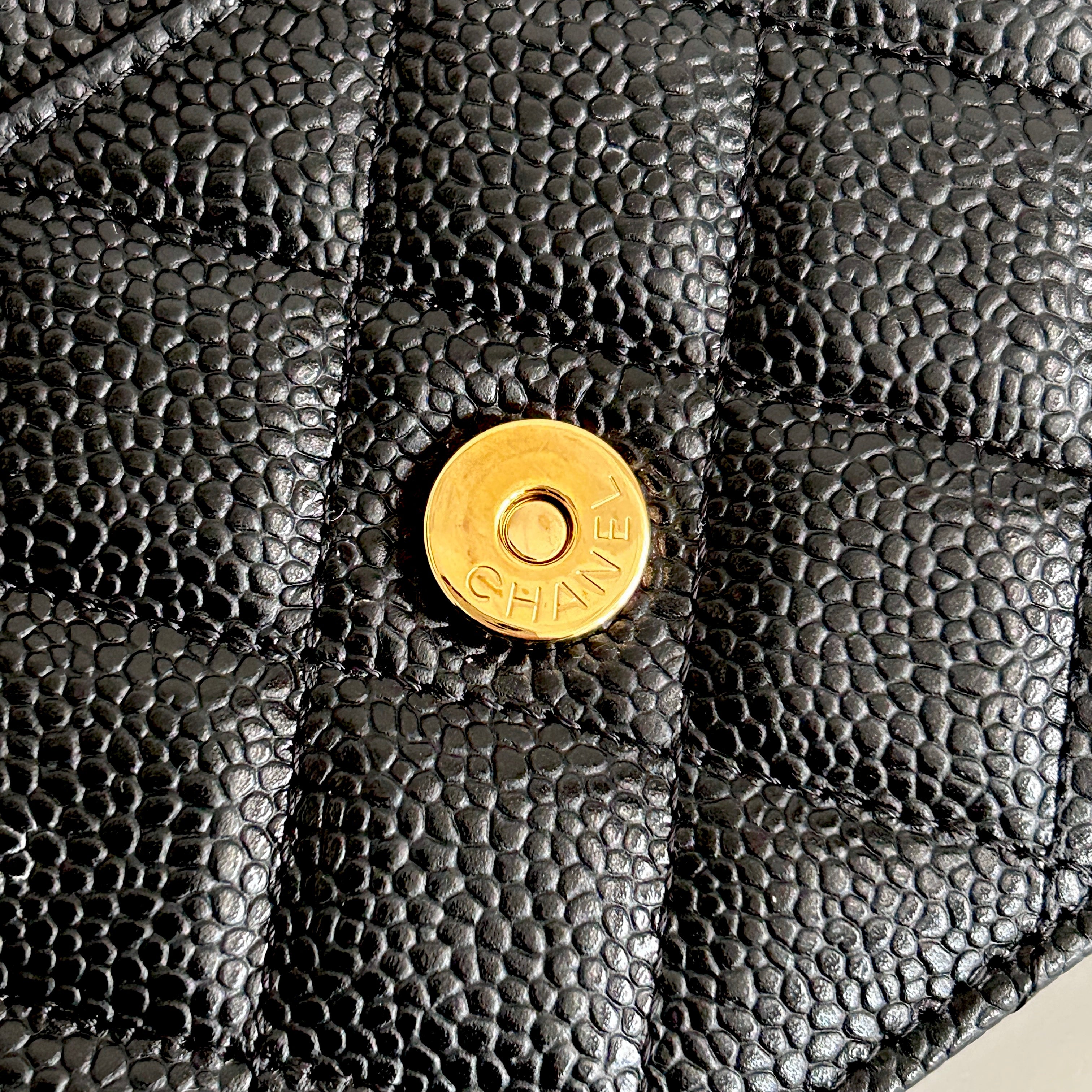 Black Quilted Caviar Leather Classic Wallet on Chain Bag w/GHW