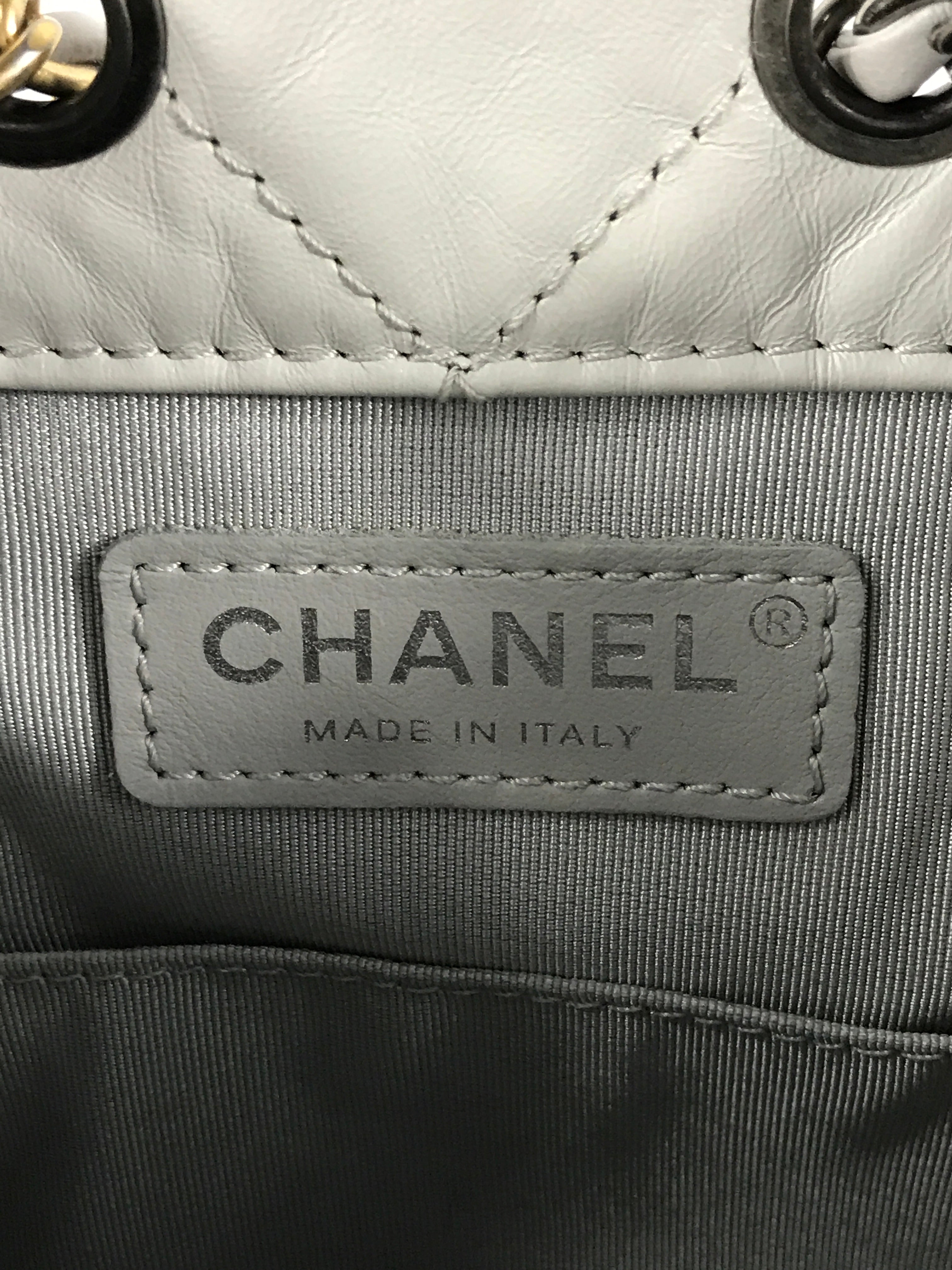 Light Grey Quilted Aged Calfskin Gabrielle Backpack w/ RHW/GHW/AGHW/SHW