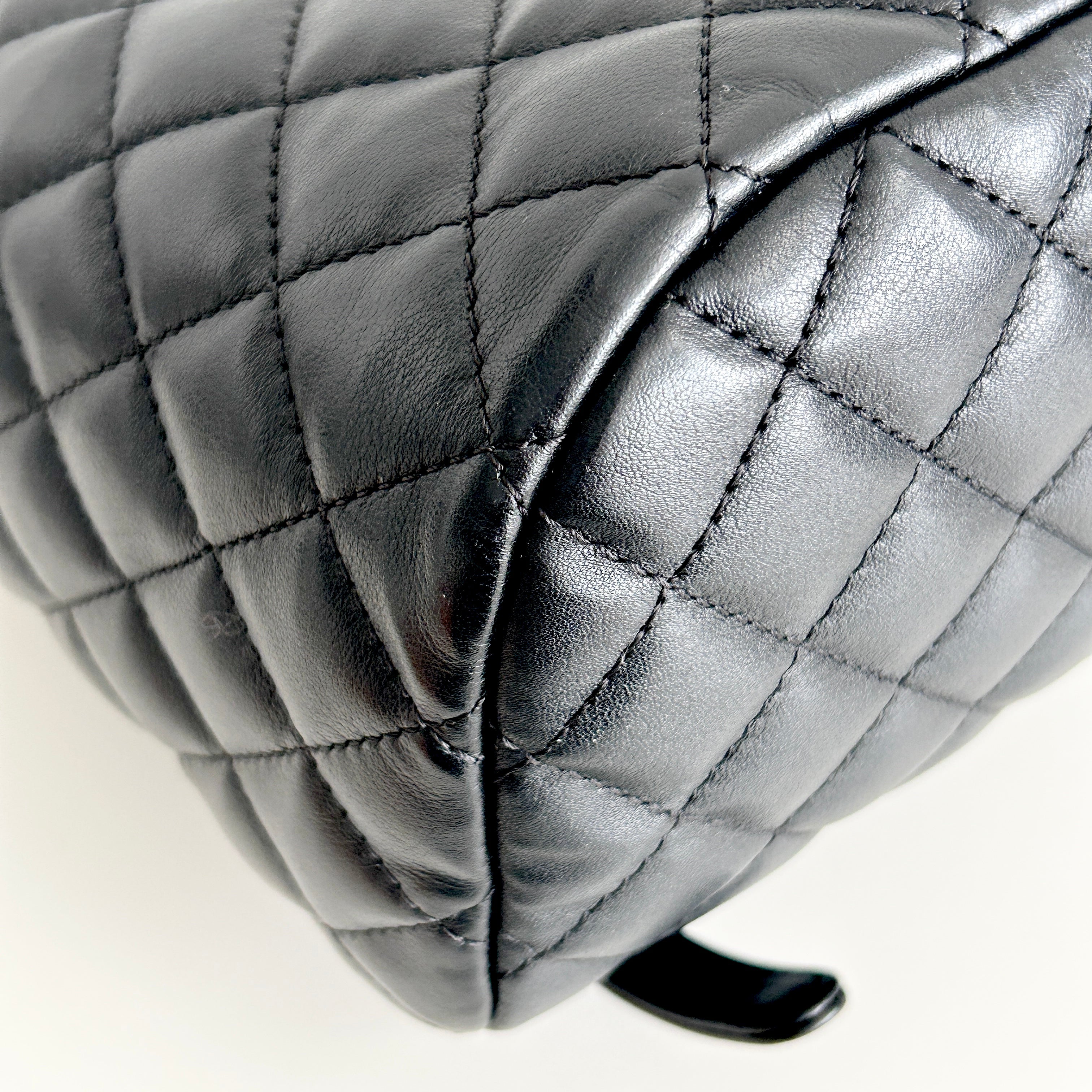 Black Quilted Calfskin Leather Urban Spirt Backpack Bag w/GHW