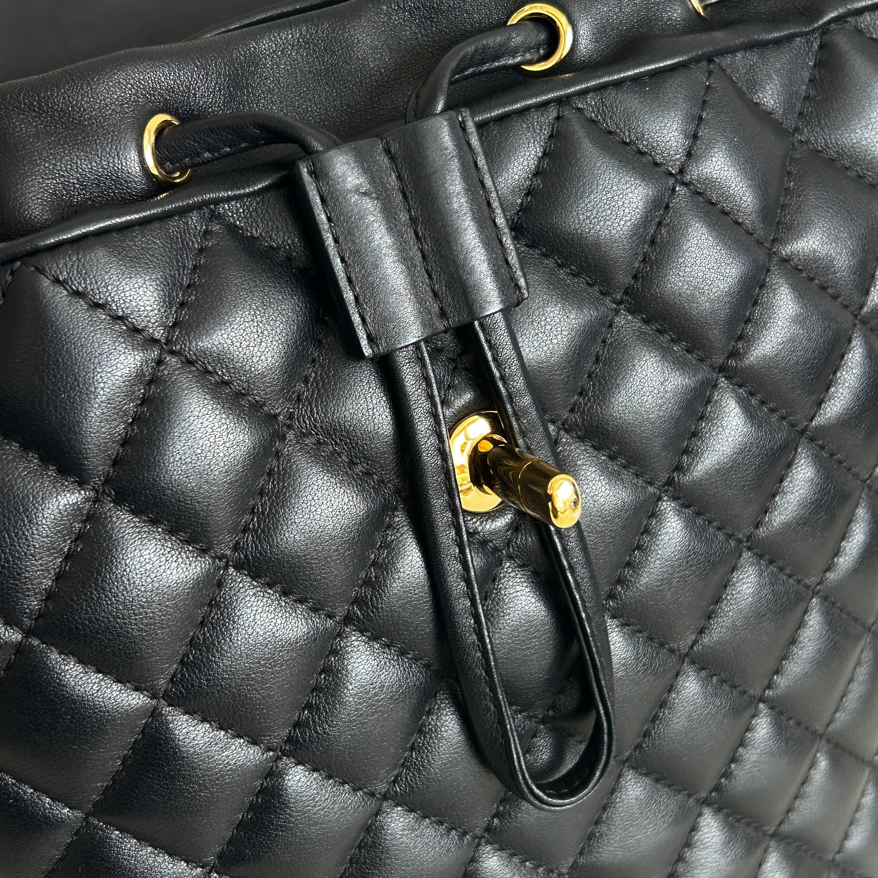 Black Quilted Calfskin Leather Urban Spirt Backpack Bag w/GHW