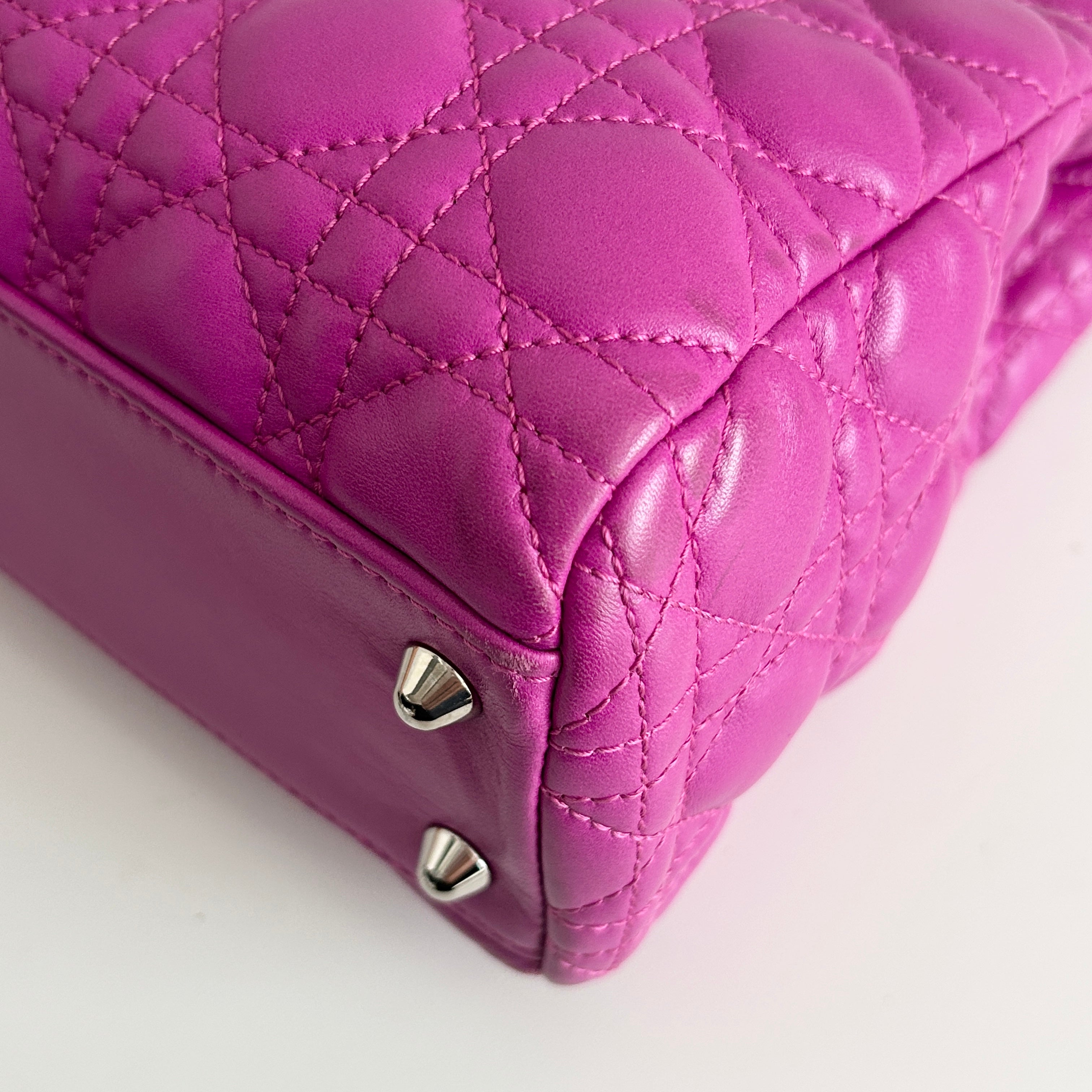 Rose Sorbet Cannage Quilted Lambskin Leather Small Dior Soft Tote Bag