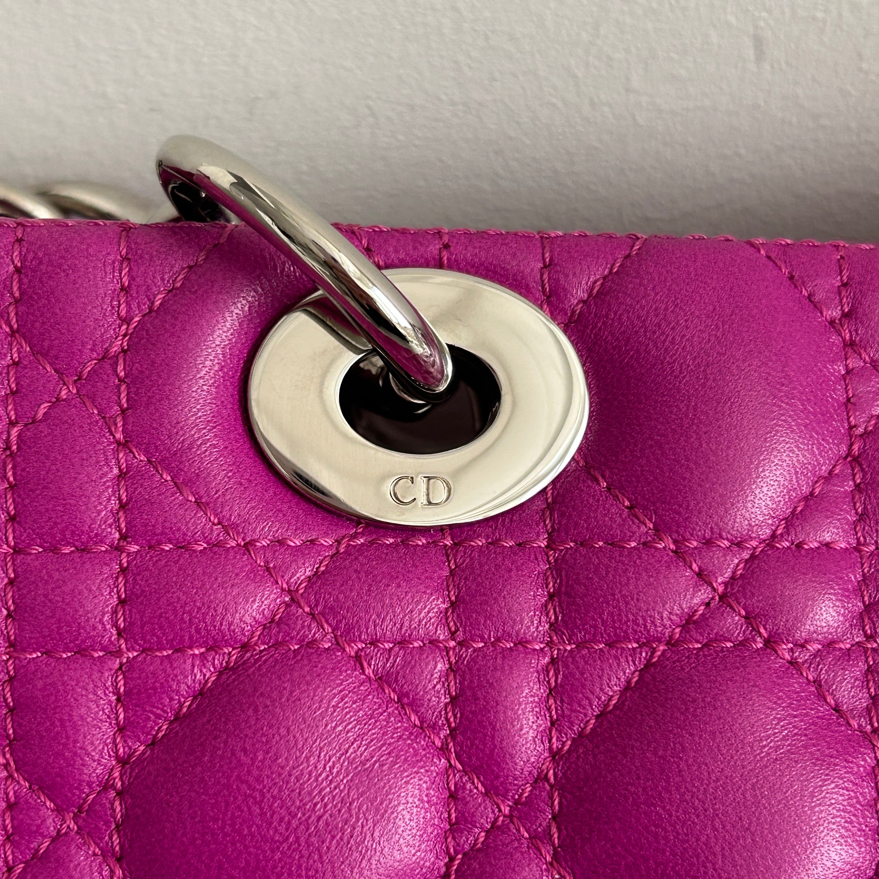 Rose Sorbet Cannage Quilted Lambskin Leather Small Dior Soft Tote Bag