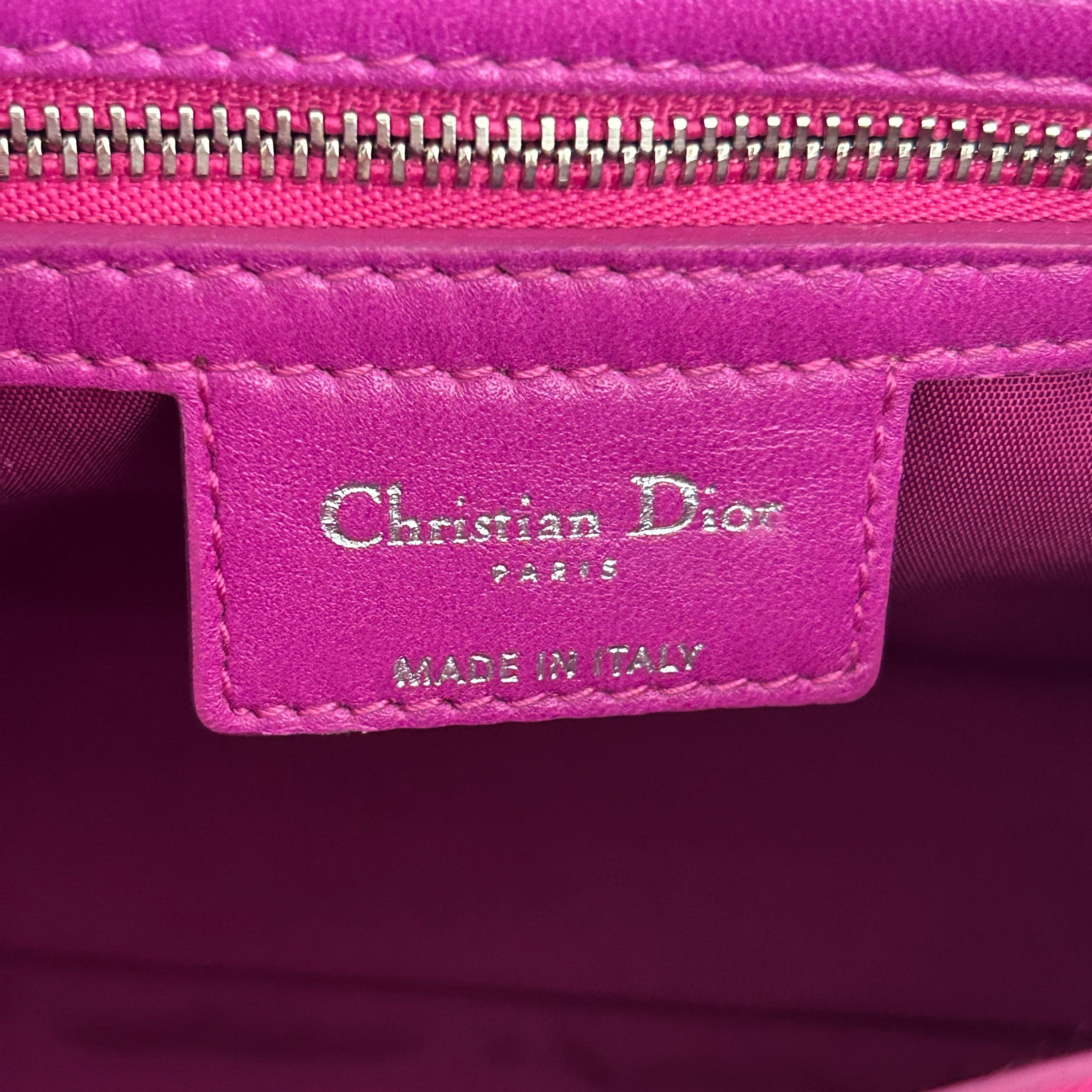 Rose Sorbet Cannage Quilted Lambskin Leather Small Dior Soft Tote Bag
