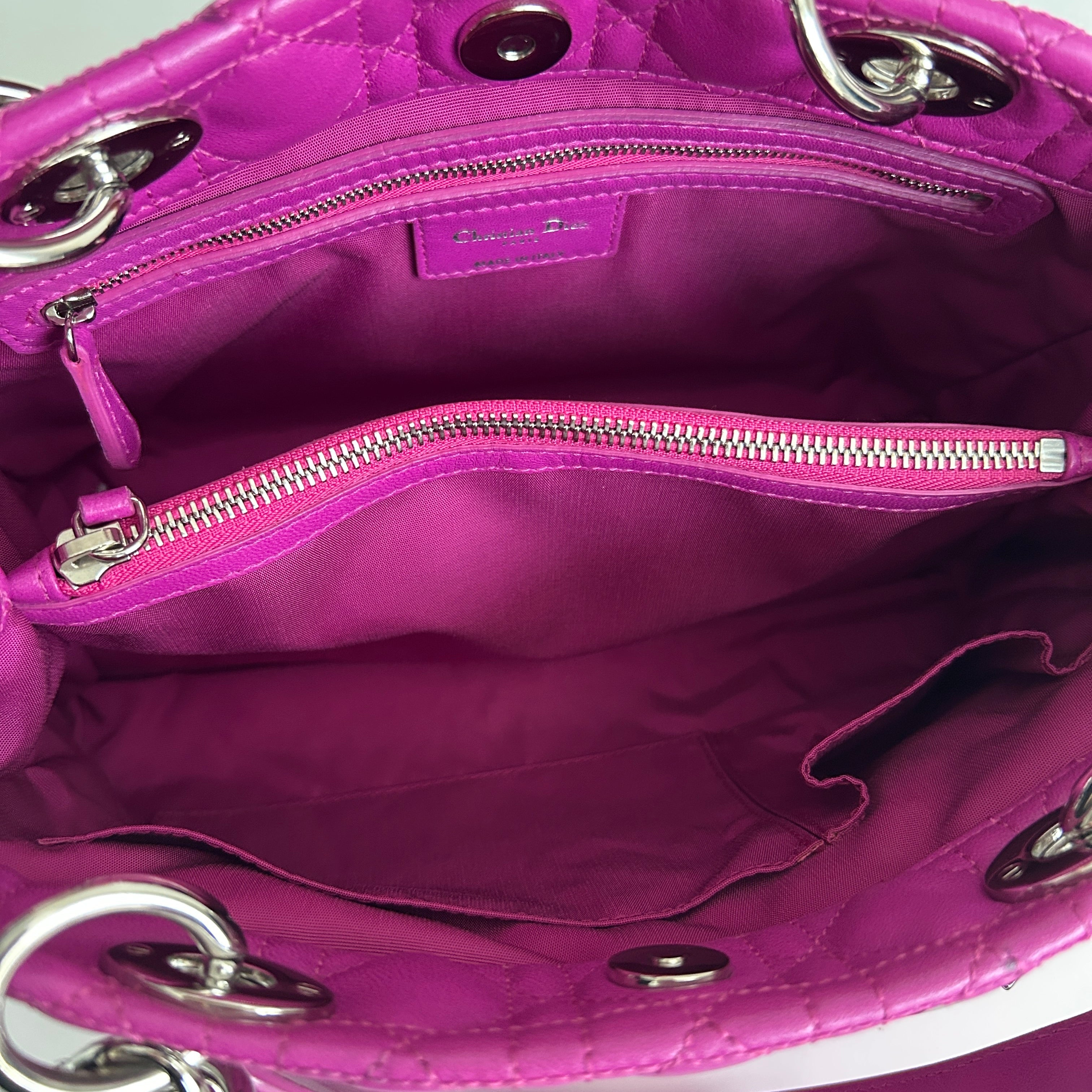 Rose Sorbet Cannage Quilted Lambskin Leather Small Dior Soft Tote Bag
