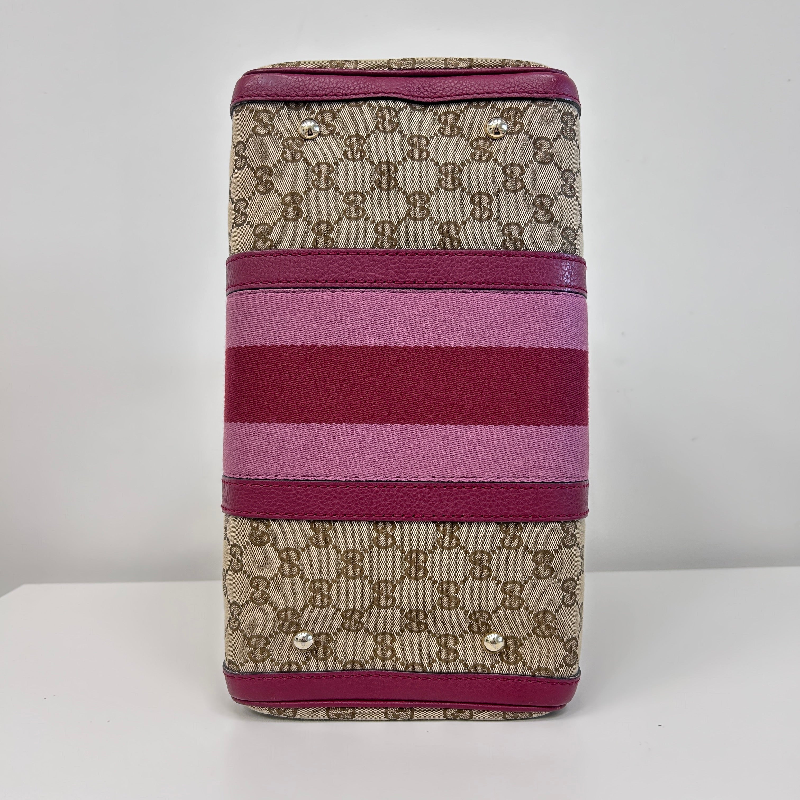 Red/Pink/GG Canvas Web Medium Joy Boston Bag