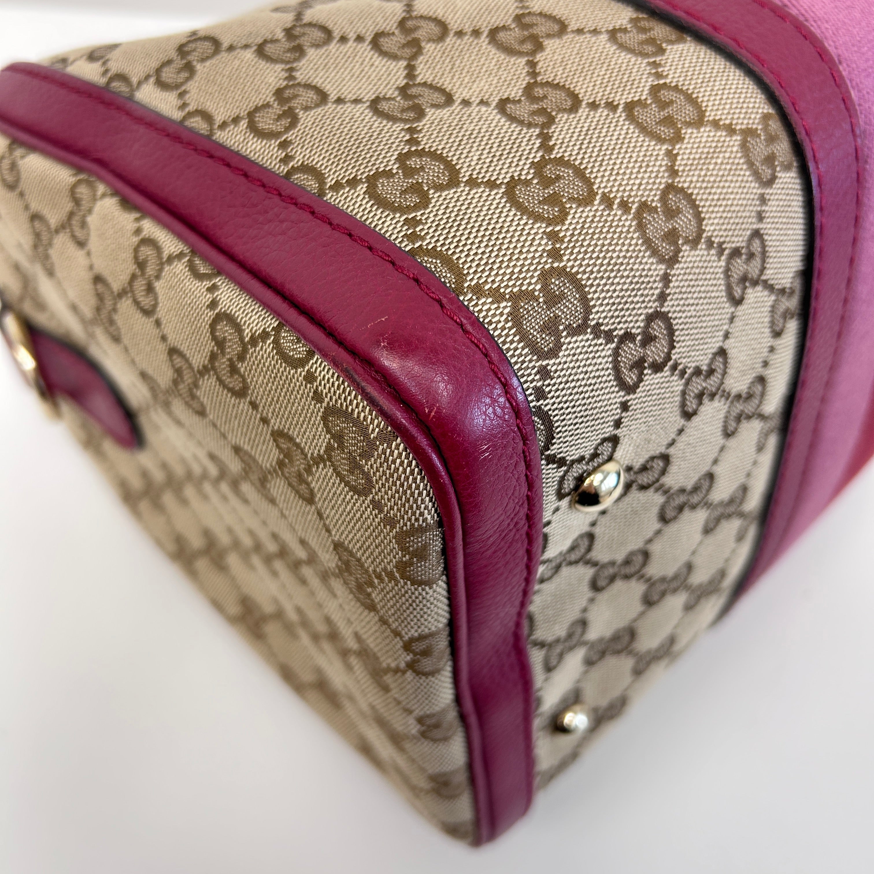 Red/Pink/GG Canvas Web Medium Joy Boston Bag