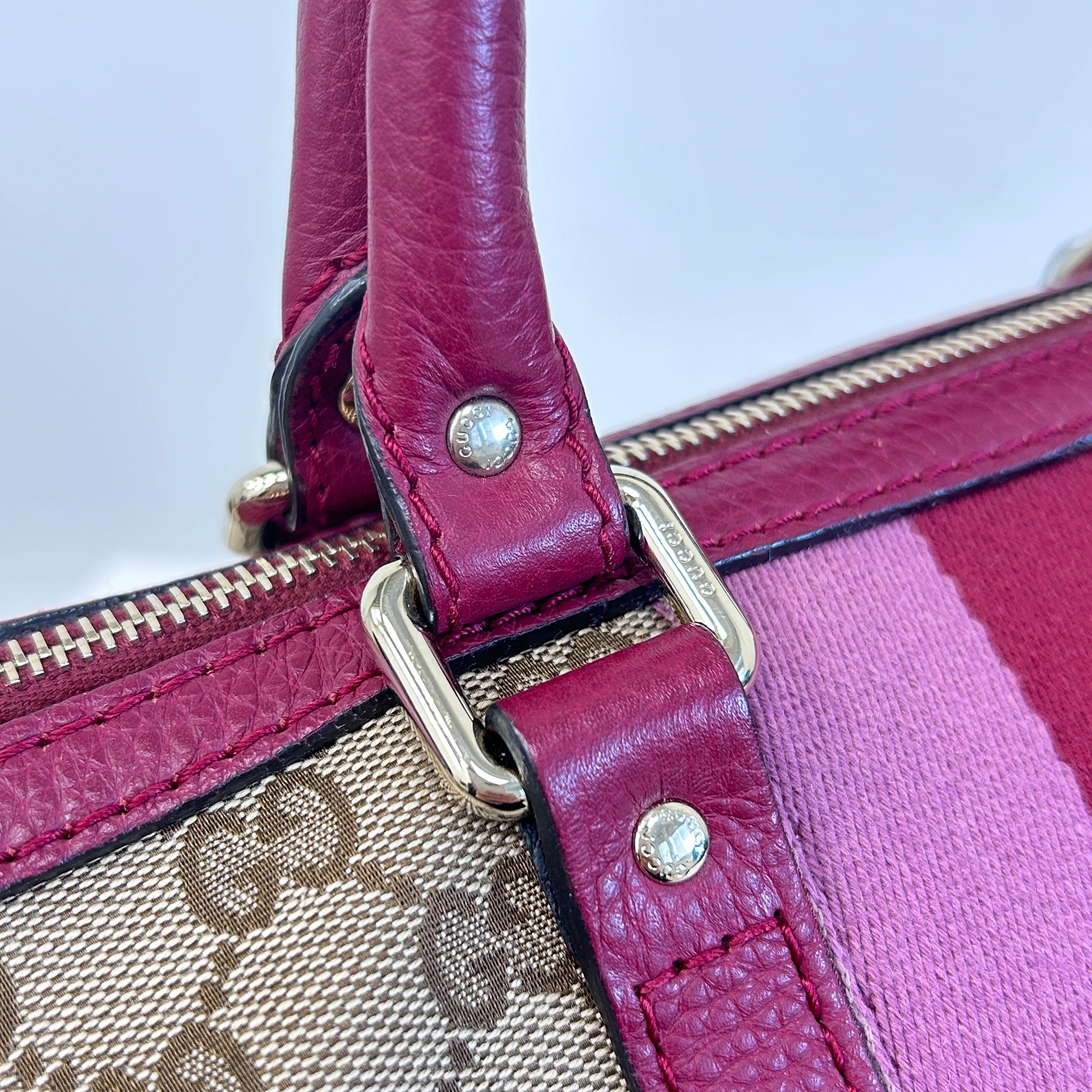 Red/Pink/GG Canvas Web Medium Joy Boston Bag