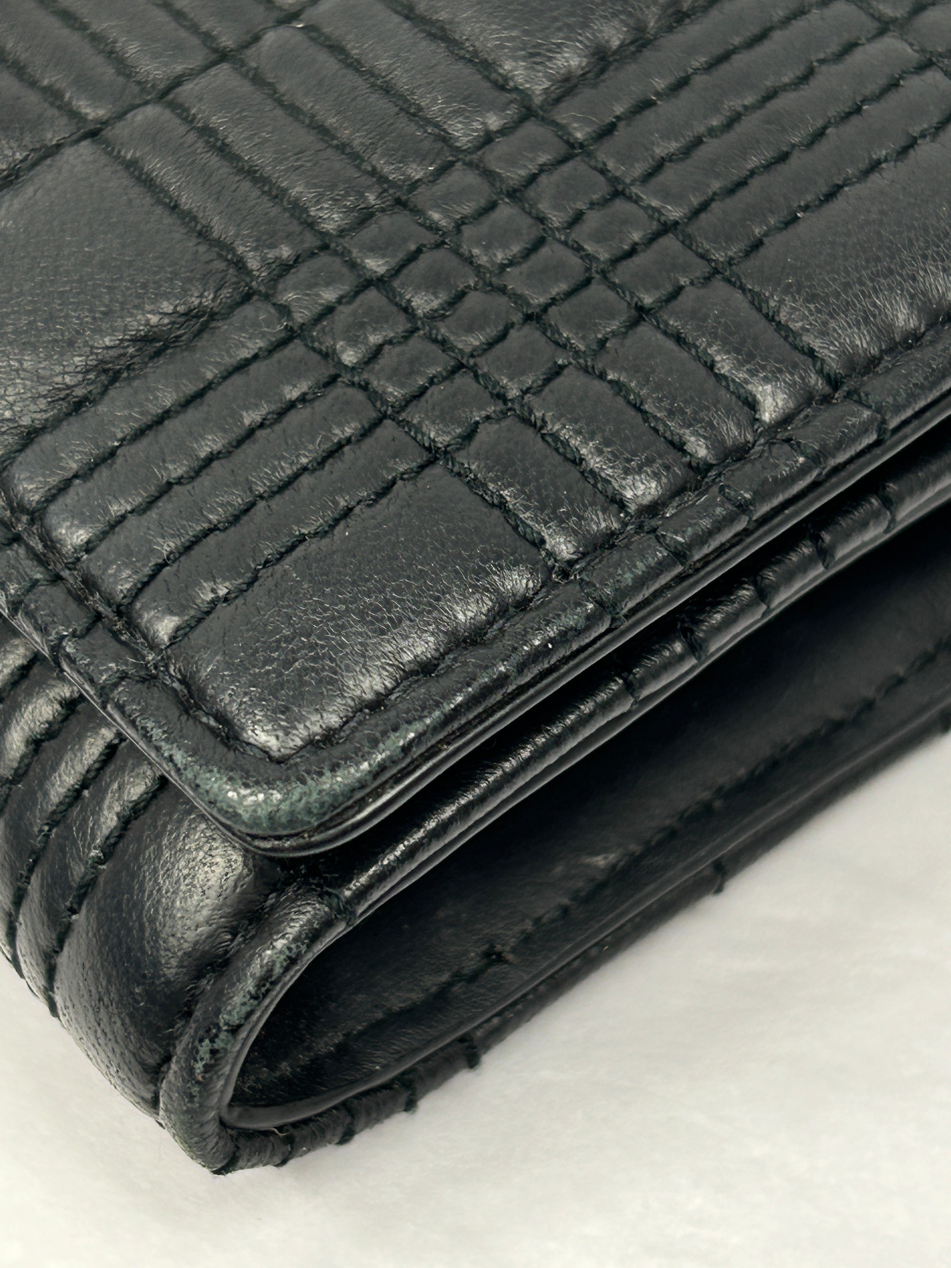 Black Quilted Lola Lambskin Leather Wallet