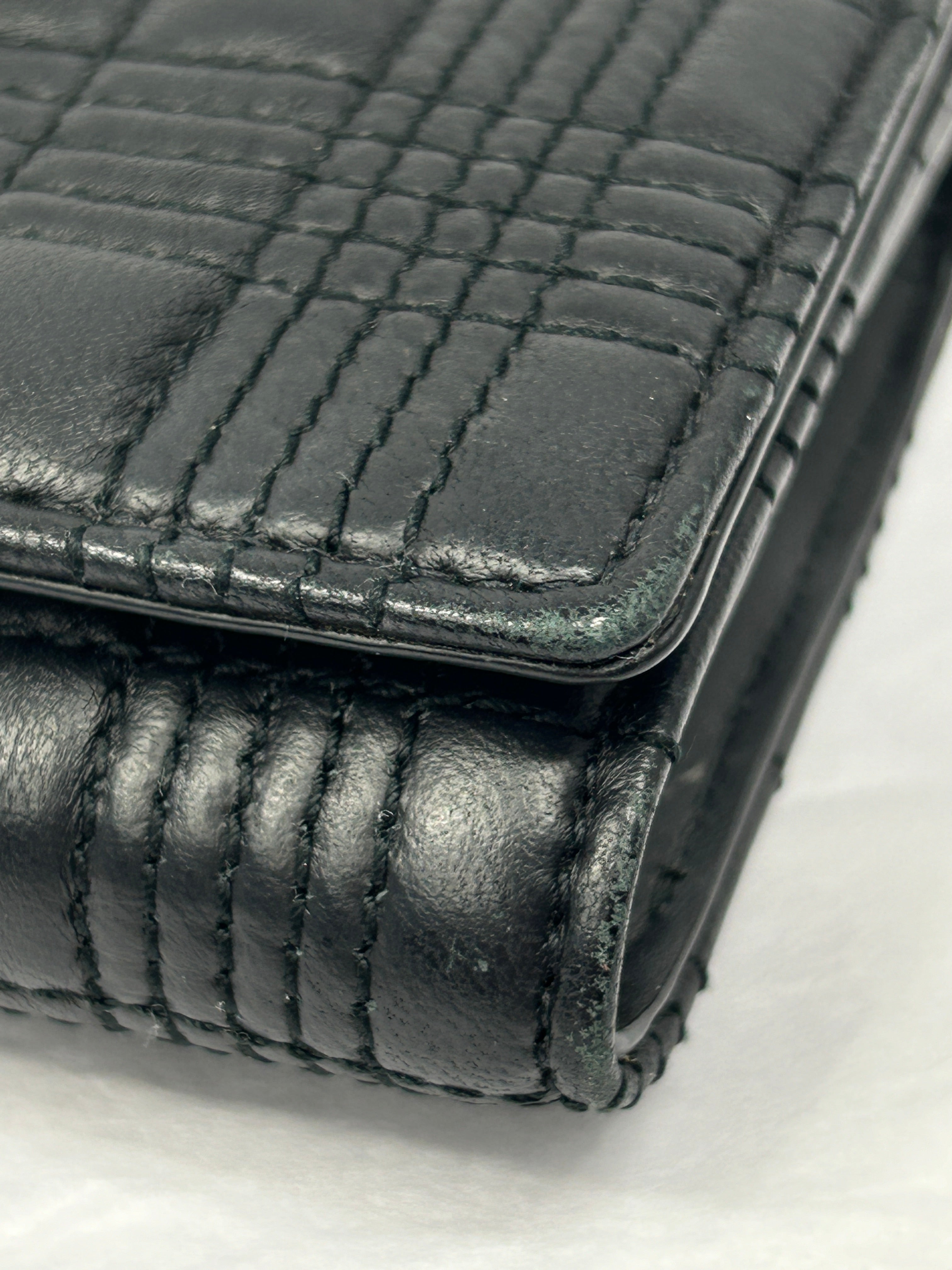 Black Quilted Lola Lambskin Leather Wallet