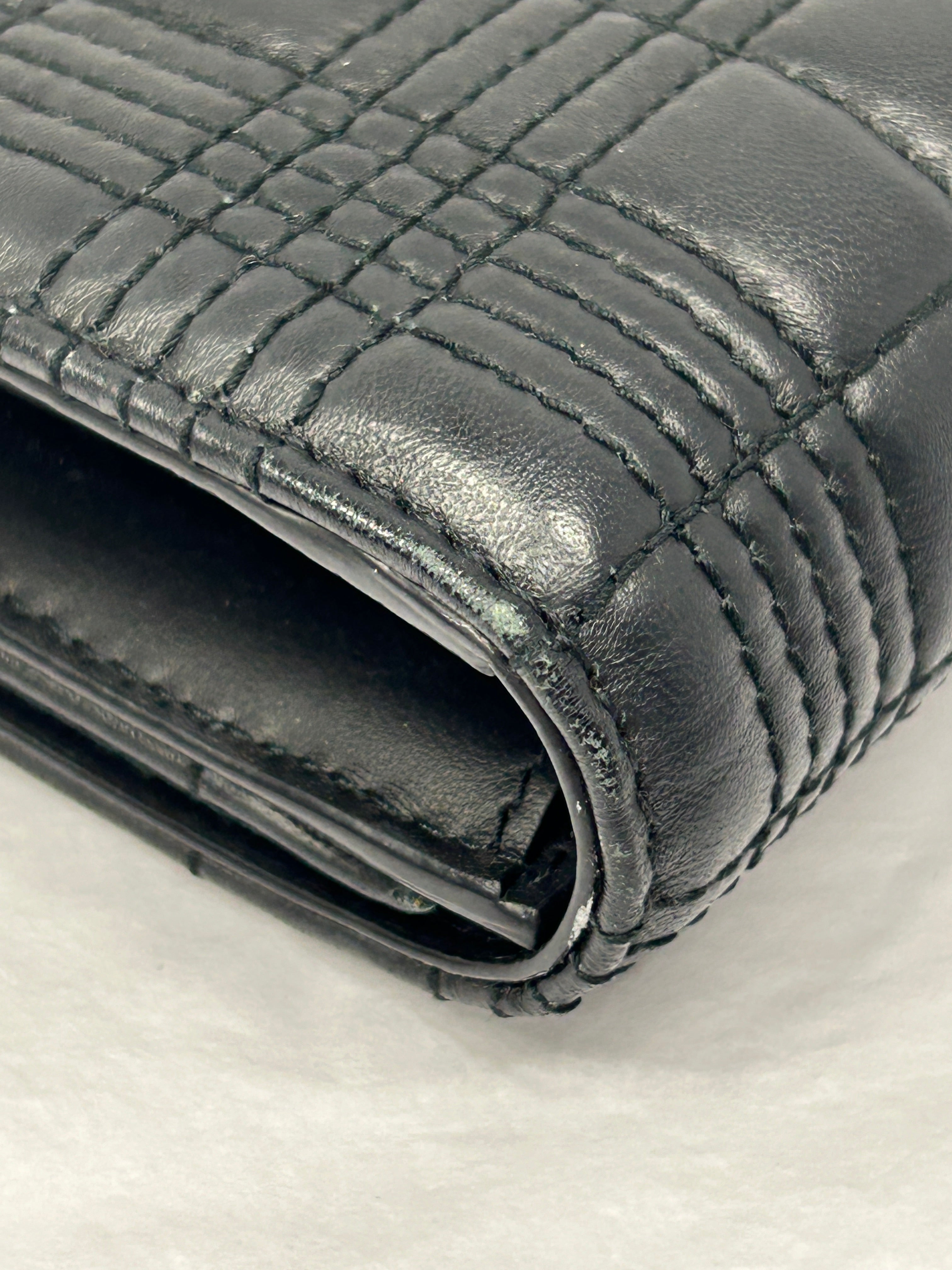 Black Quilted Lola Lambskin Leather Wallet