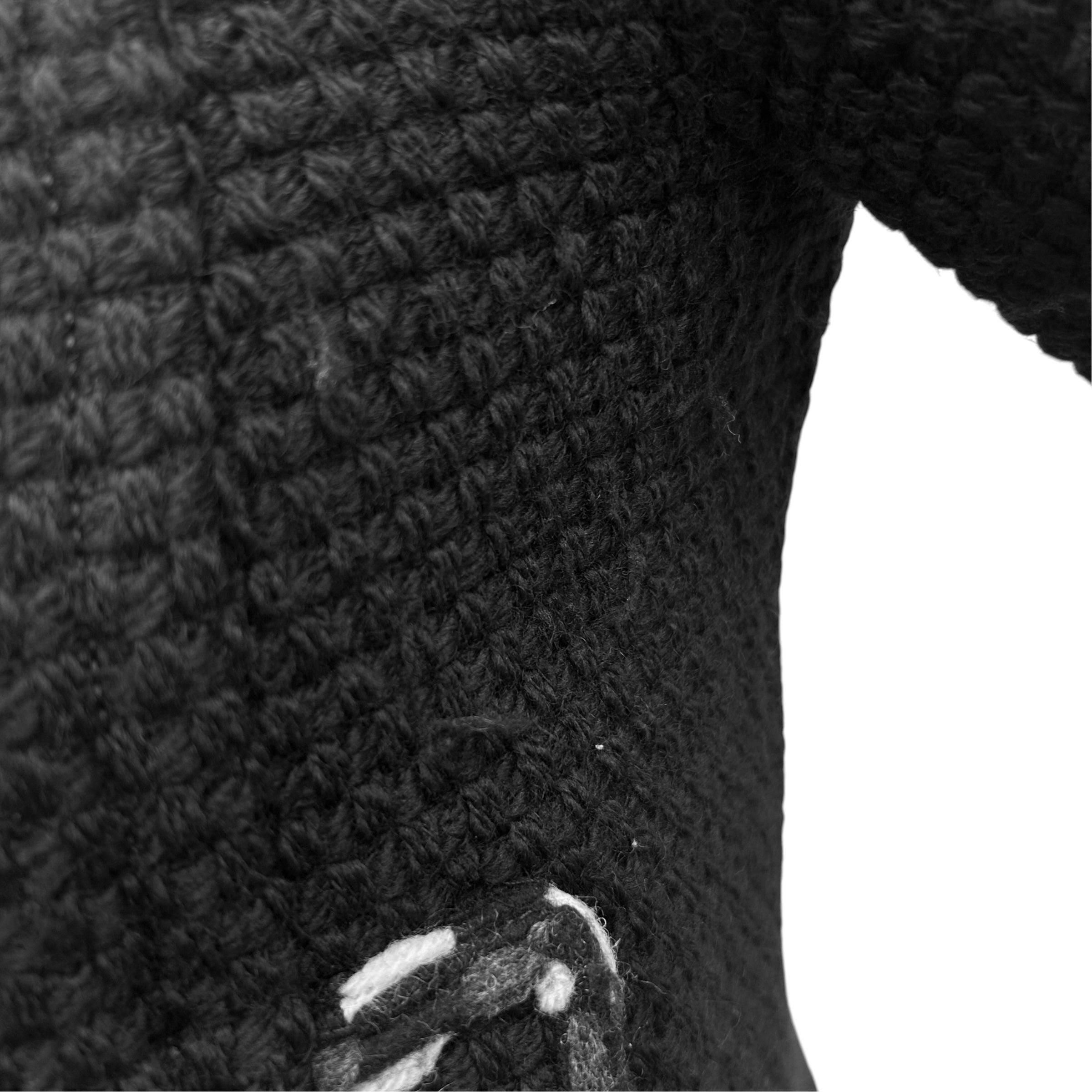 Vintage Black Tweed Wool Knit Coat